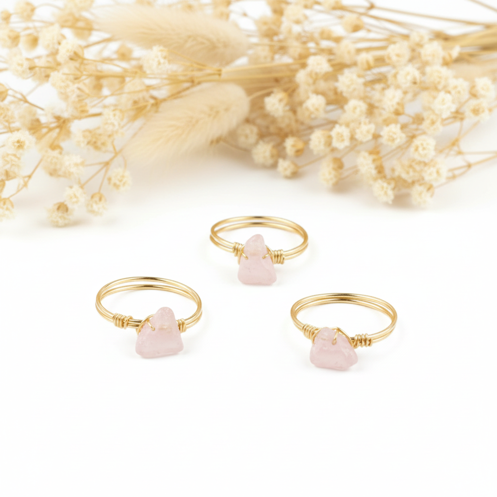 Rosa kvarts stenring