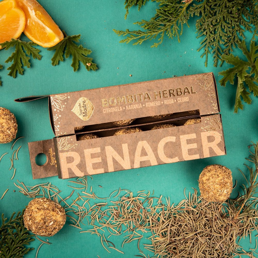Bombita herbal reborn - Æske med 4 Håndlavet Røgelses Smudge Kugler fra Sagrada Madre