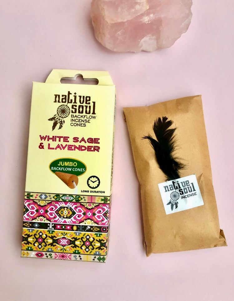 Månesøster Krystaller Native Soul Backflow kegler Hvid Salvie og Lavendel