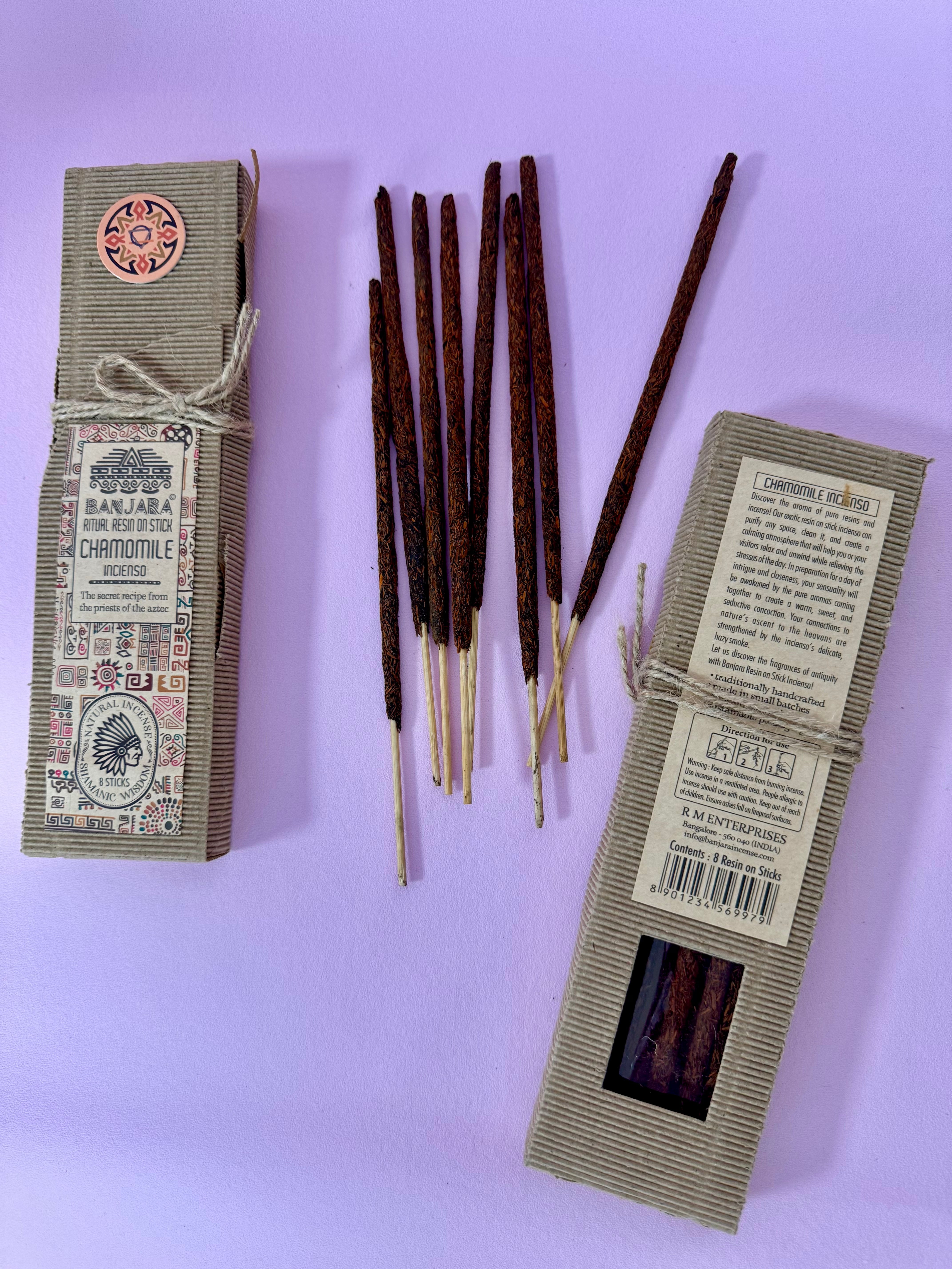 Månesøster Krystaller Horsens - Kamille Røgelsespinde - Ritual Resin on Stick - Chamomile - Banjara