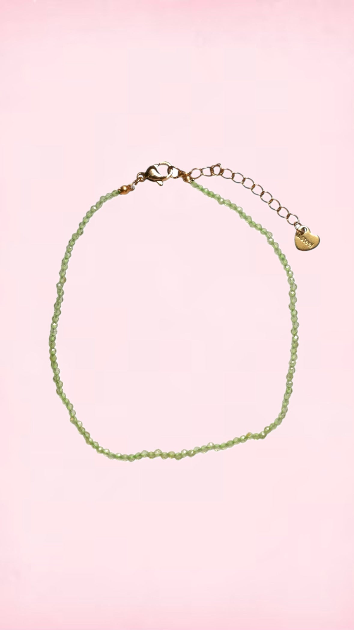 Peridot facetteret perle-ankelkæde – 2–3 mm, guldfarvet