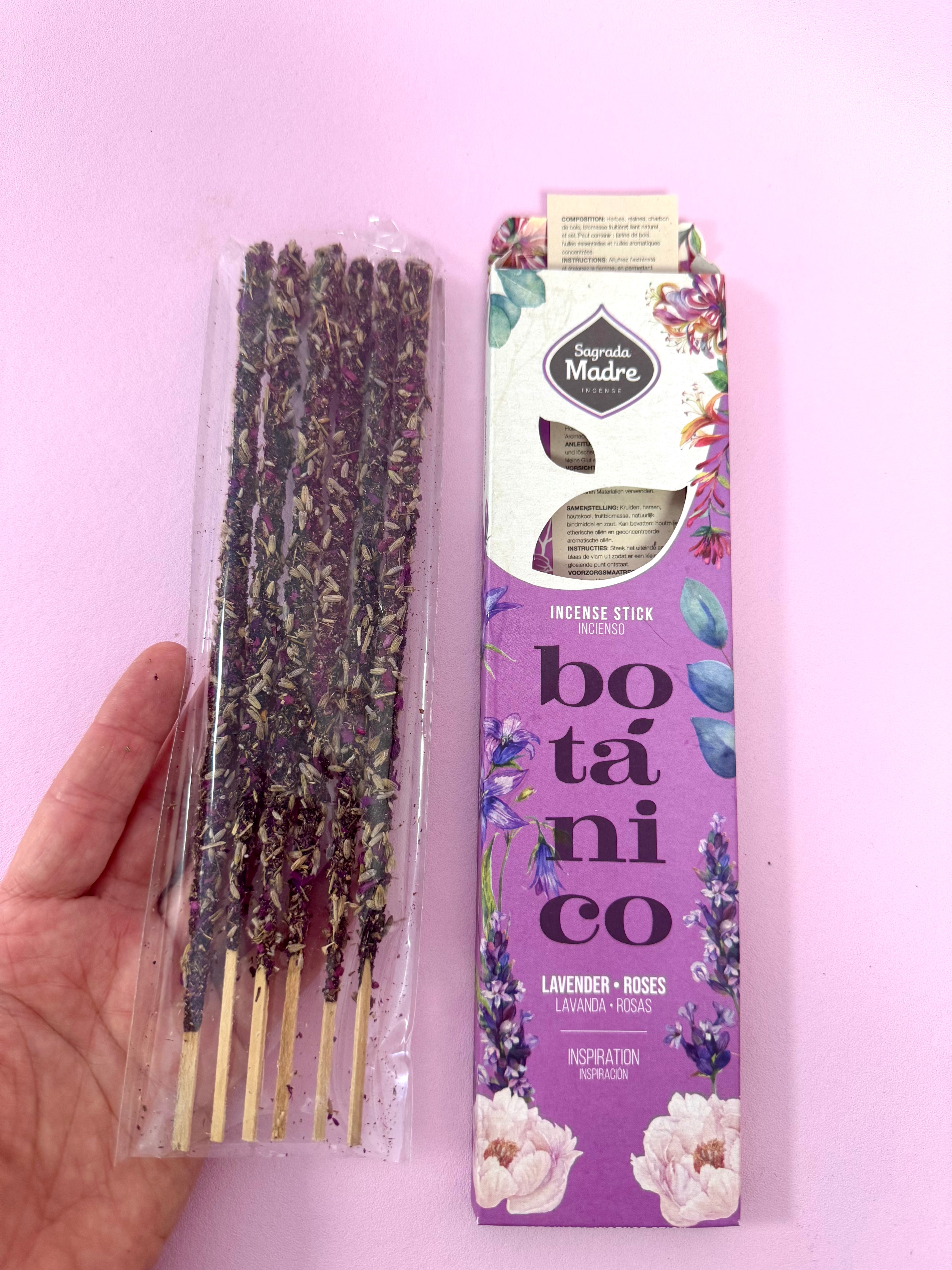 Botanisk Røgelse - Røgelsespinde med lavendel & roser - fra Sagrada Madre