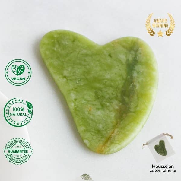 Gua Sha grøn jade med etui - fra sun&sia