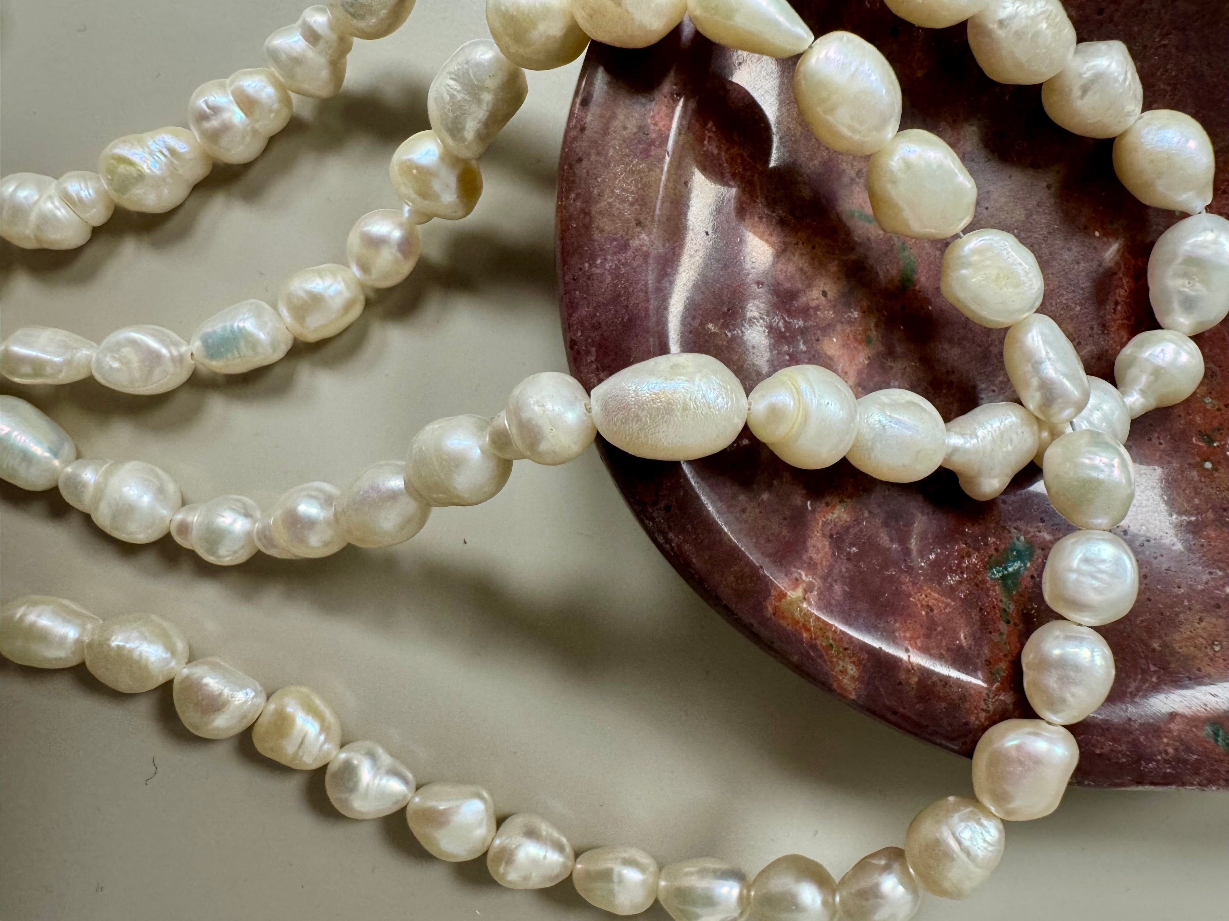 Klassisk Barok Perle Halskæde ♡ Håndlavet i Danmark - 46 cm. lang