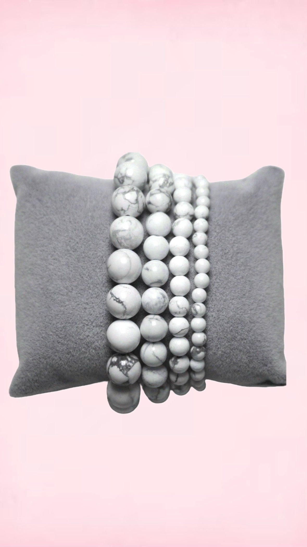 Howlit Armbånd 4mm ☽ Følelsesmæssig Healing, Inspiration, Kreativitet, Tålmodighed, Ro, Bevidsthed, Fred og Oplysning ☽