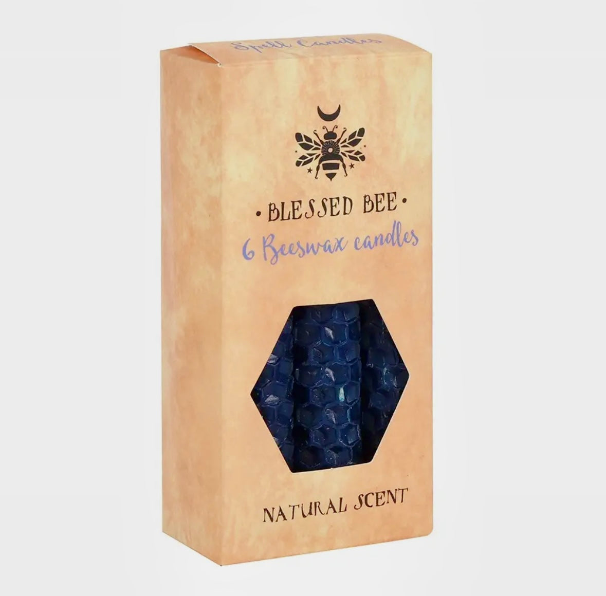 Månesøster Krystaller Sæt med 6 Blå ☾ Bivoks magic SPELL CANDLES ☾