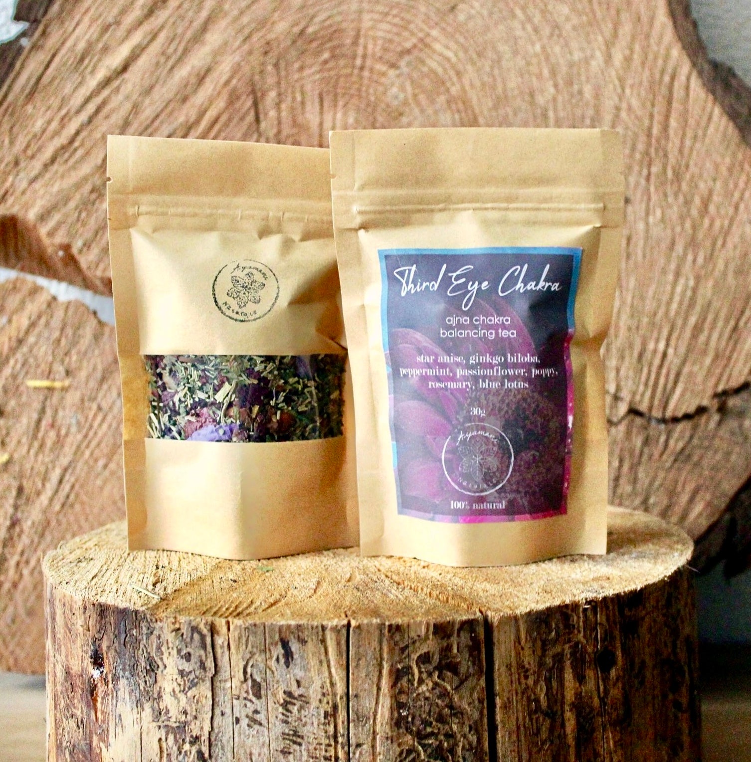 THIRD EYE CHAKRA TEA ☽ Tredje Øje Chakra Te Fra Ayamani Naturals ☽ 100 gram