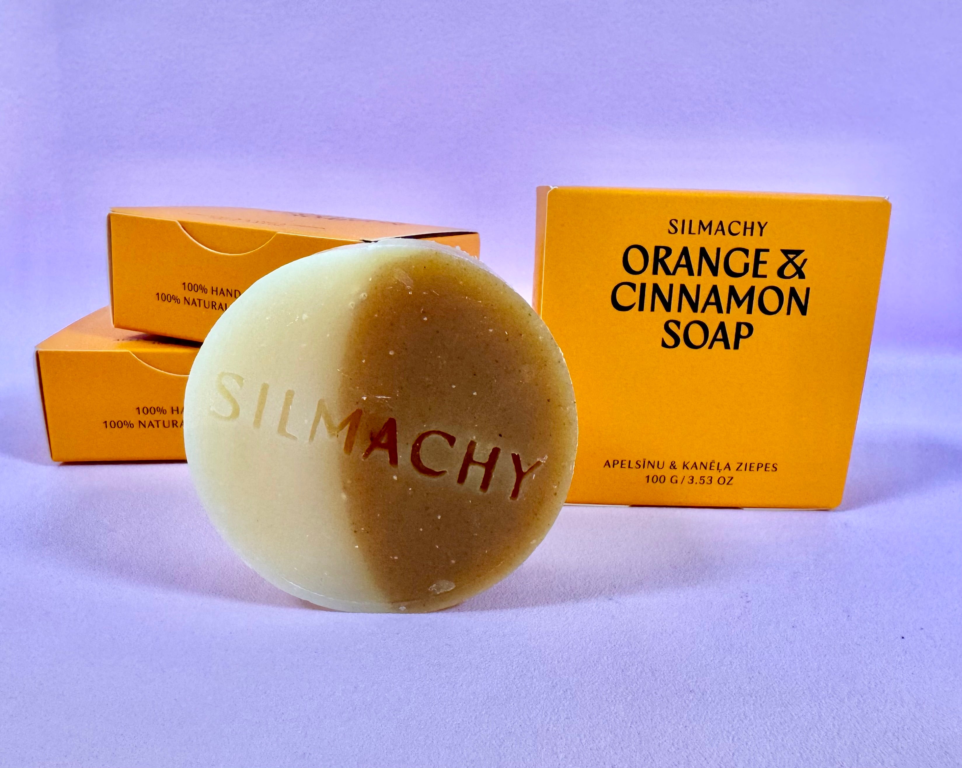 SILMACHY opvarmende & harmoniserende appelsin & kanel - 100 g - Blødt skummende hånd- og kropssæbe.