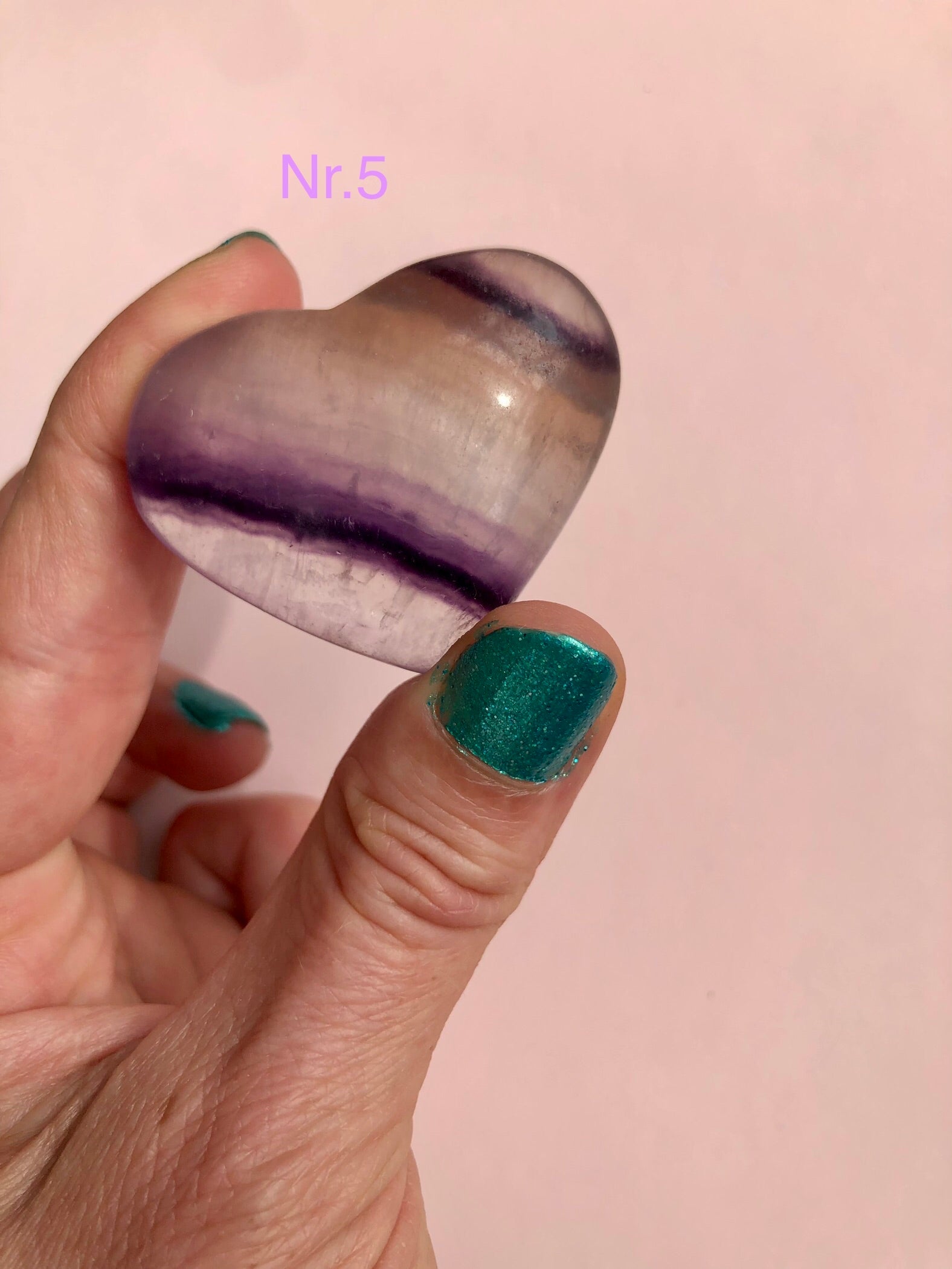 Regnbue Fluorit Hjerter ☾ Koncentration, Grounding & Balance ☾ (Nr. 1-5)