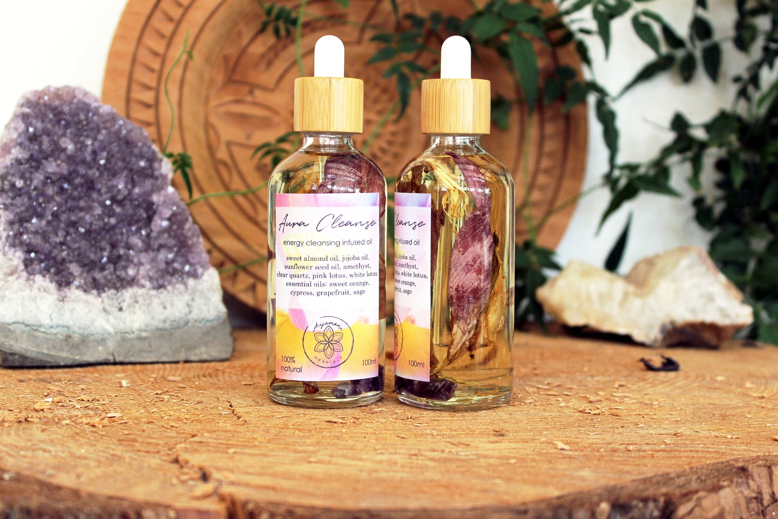 AURA CLEANSE OIL med PINK LOUTS & Ametyst - 30 ml