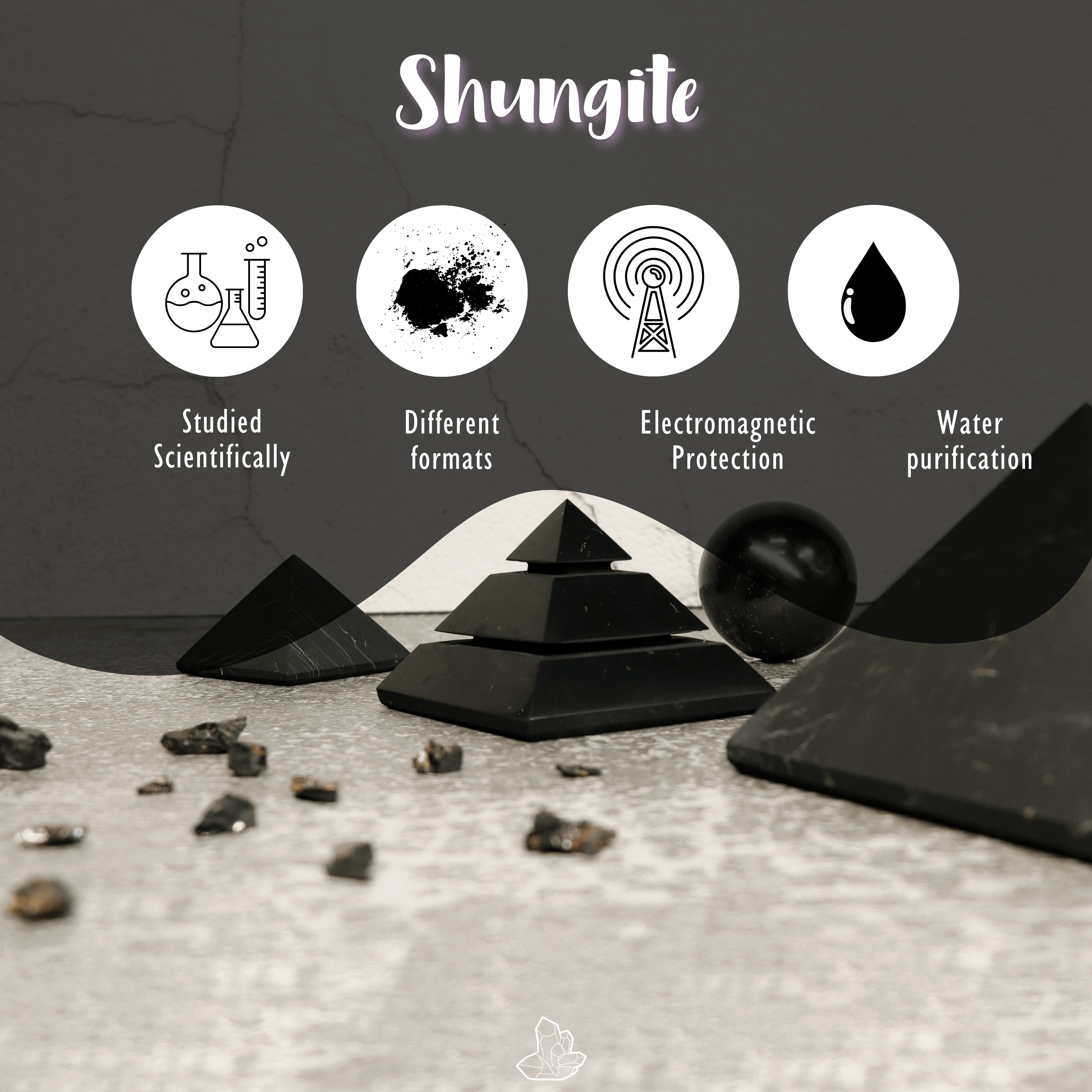 Shungit cirkulær klæbende plade