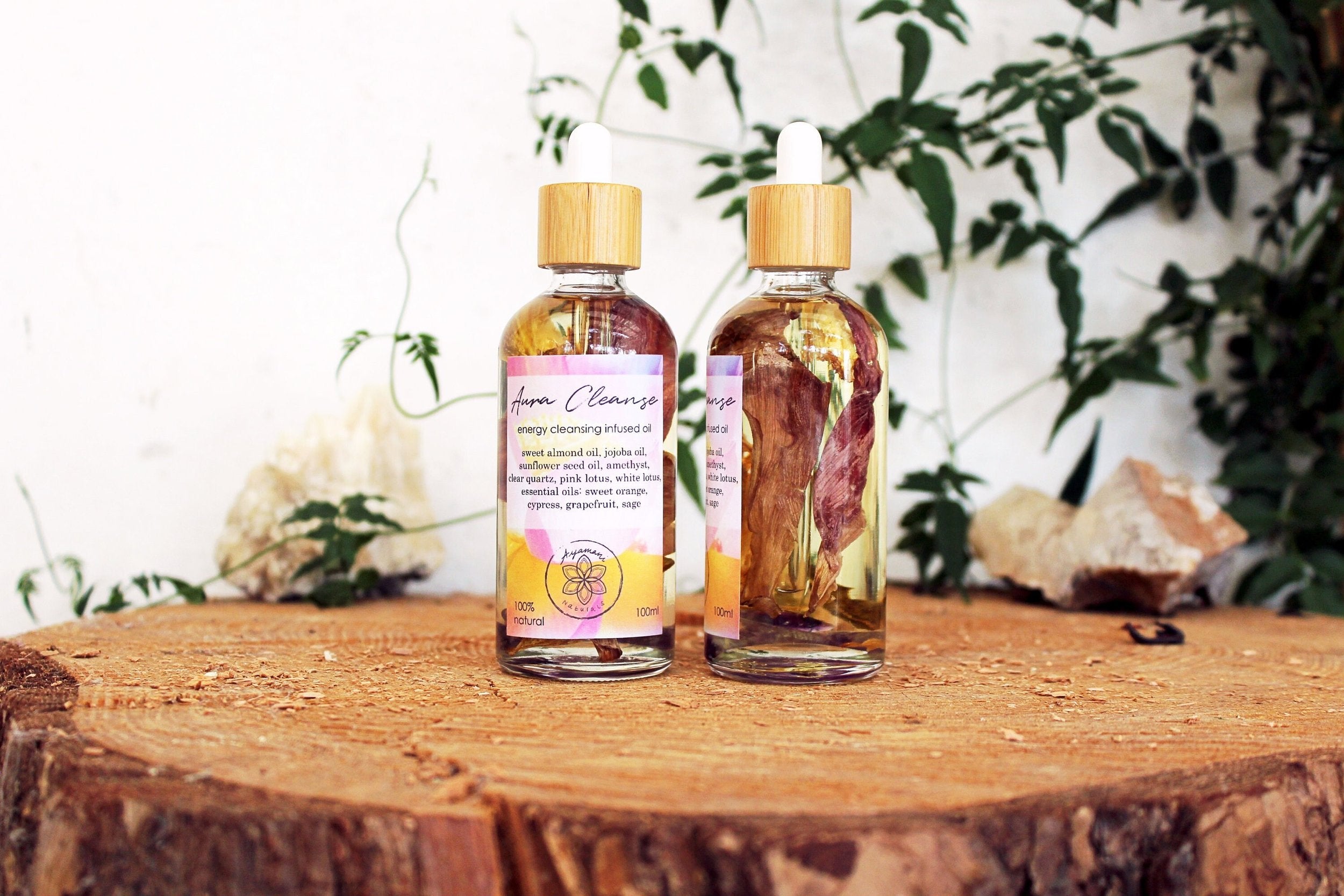 AURA CLEANSE OIL med PINK LOUTS & Ametyst - 30 ml