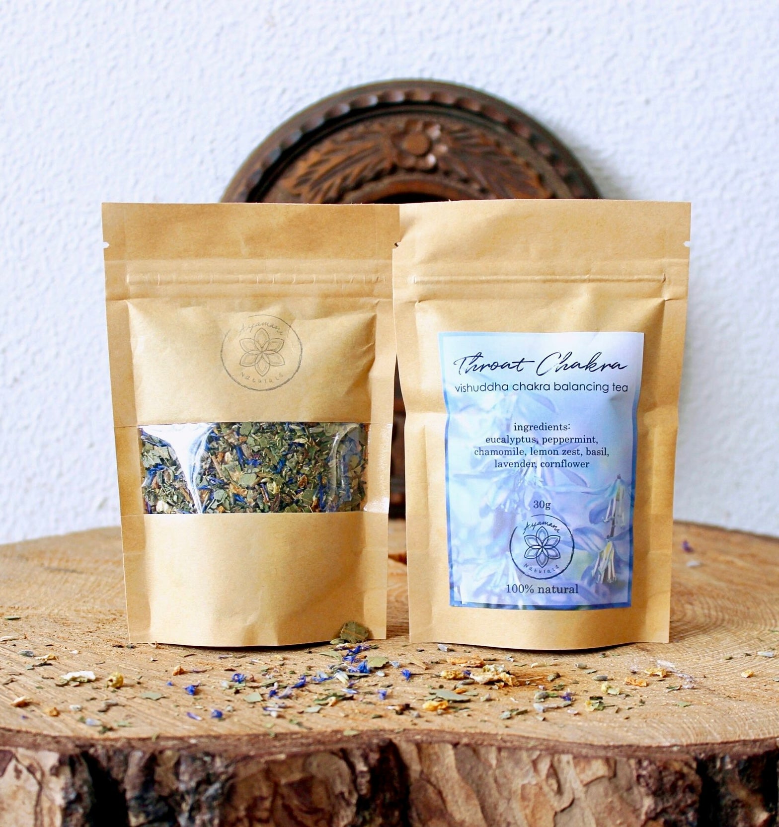Månesøster Krystaller - THROAT CHAKRA TEA ☽ Hals Chakra Te Fra Ayamani Naturals ☽ 100 gram / MAANESOESTER.DK / MÅNESØSTER.DK