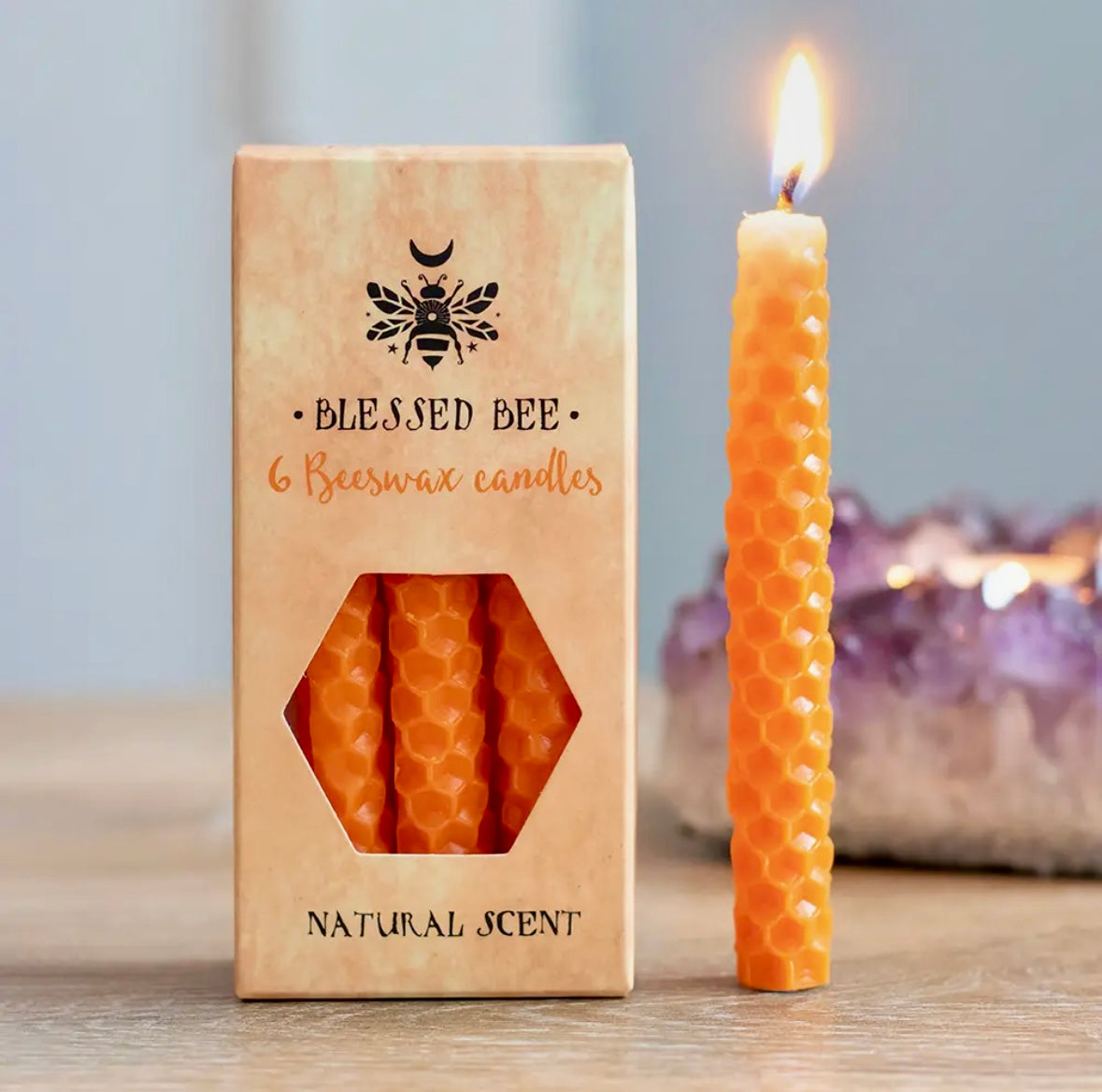 Sæt med 6 ORANGE ☾ Bivoks magic SPELL CANDLES ☾