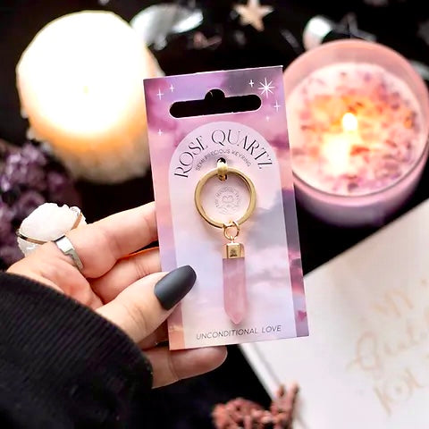 Rosenkvarts Nøglering ♡ Ubetinget Kærlighed & Balance Mellem Yin & Yang ♡