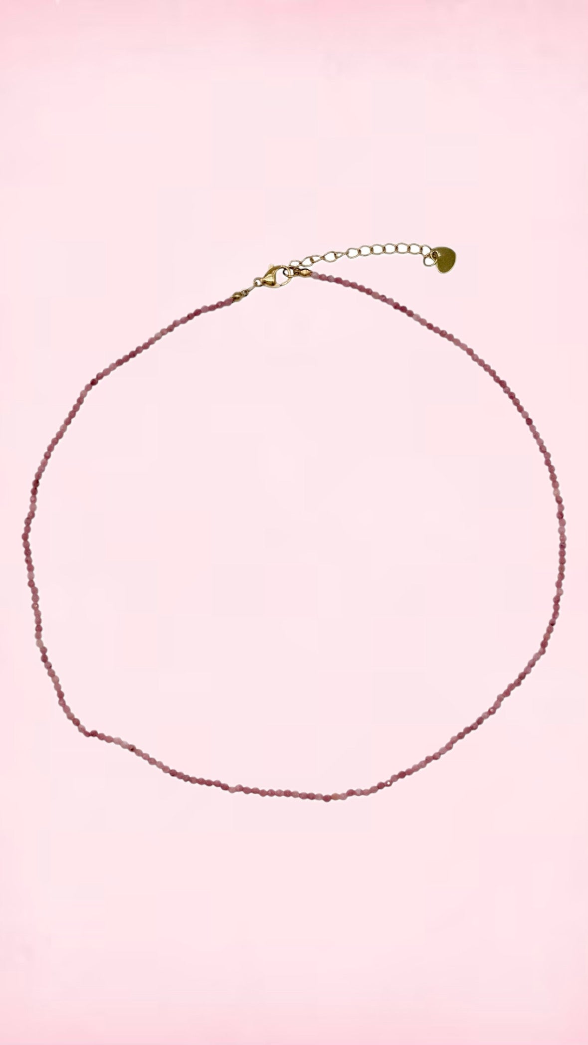 Pink Rhodonit halskæde – 2–3 mm