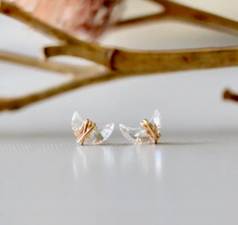 Moonbeam Øreringe - Bjergkrystal & 14K guldfyld - Saressa Designs