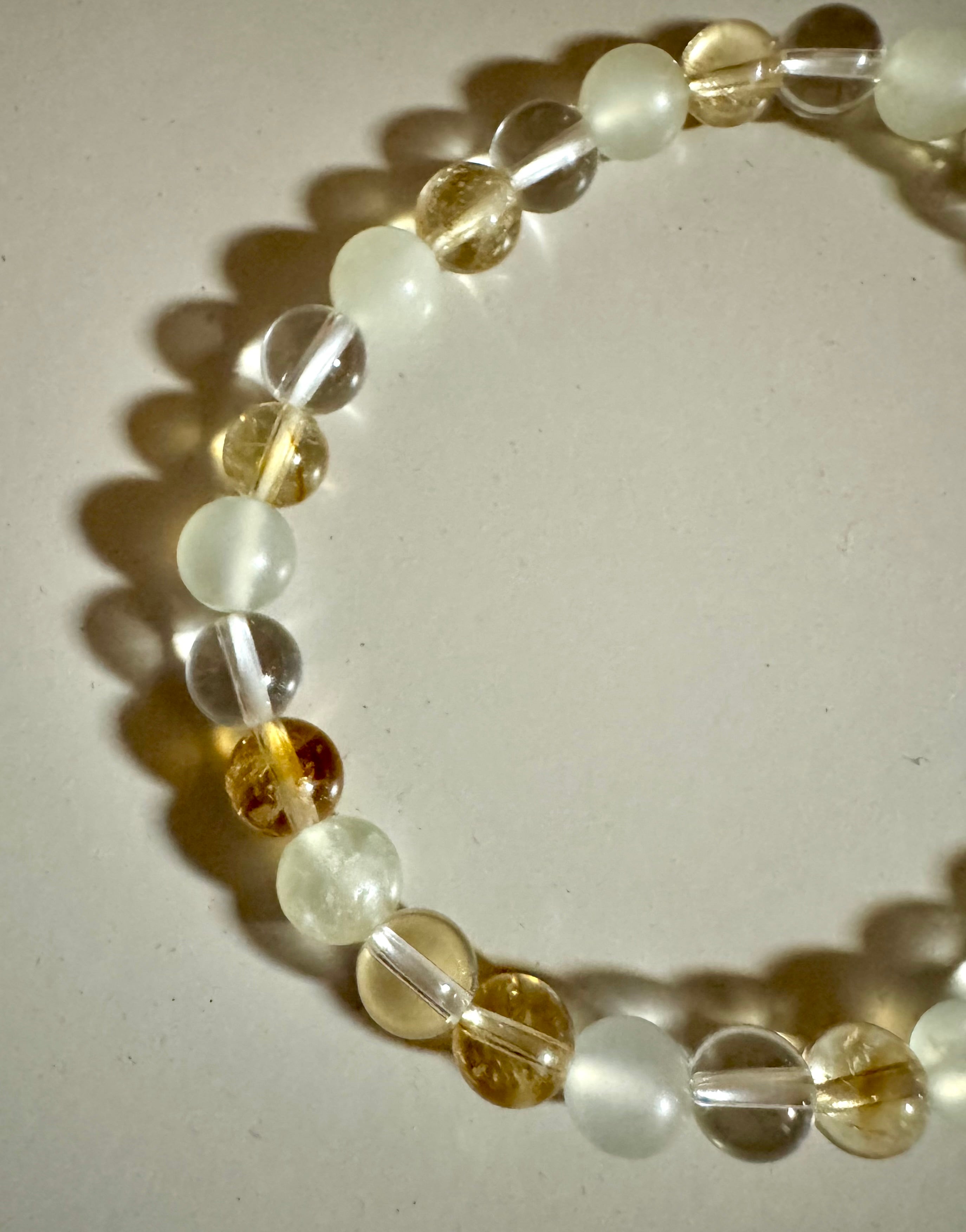 Luck & Prosperity armbånd - citrin A, jade & bjergkrystal - 6 mm.