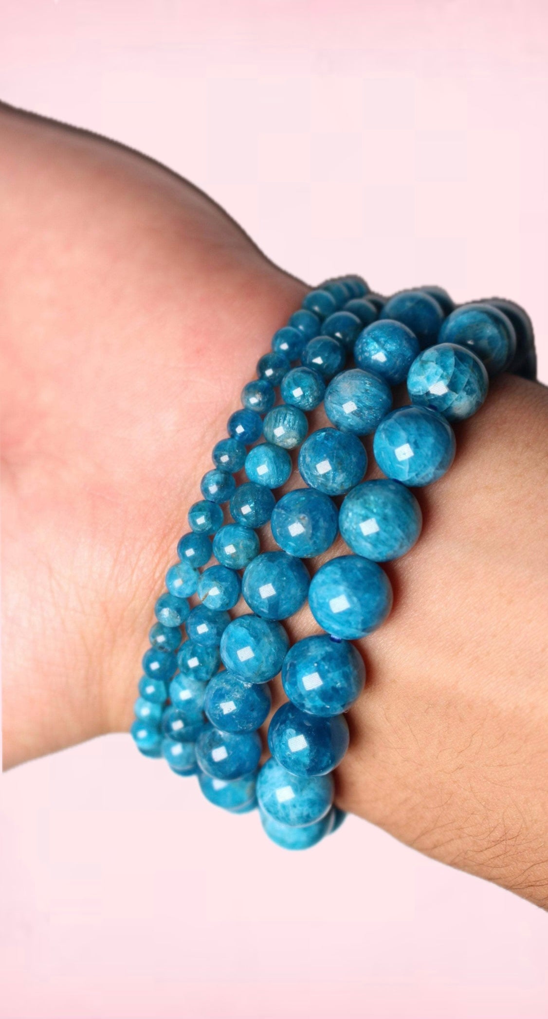 Blå Apatit Armbånd: 4 mm