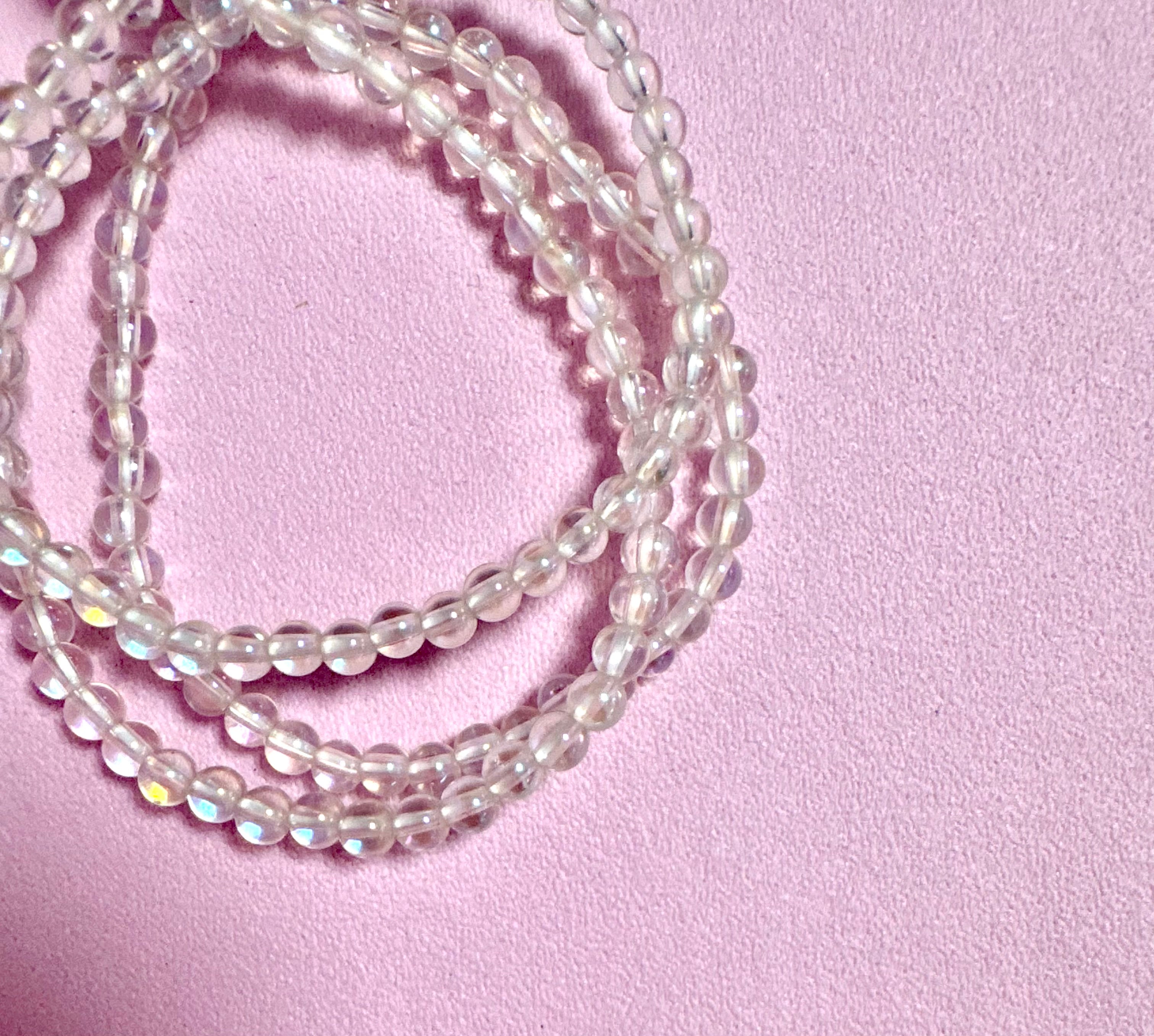 Aqua Aura bjergkrystals armbånd - 4mm, 18 cm