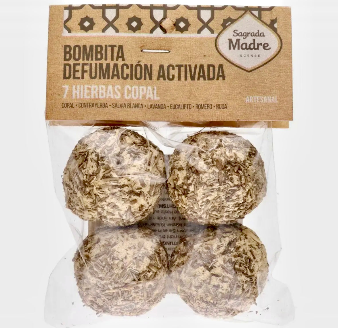Bombita 7 Herbs Copal røgelse pose med 4 bolde - Sagrada madre