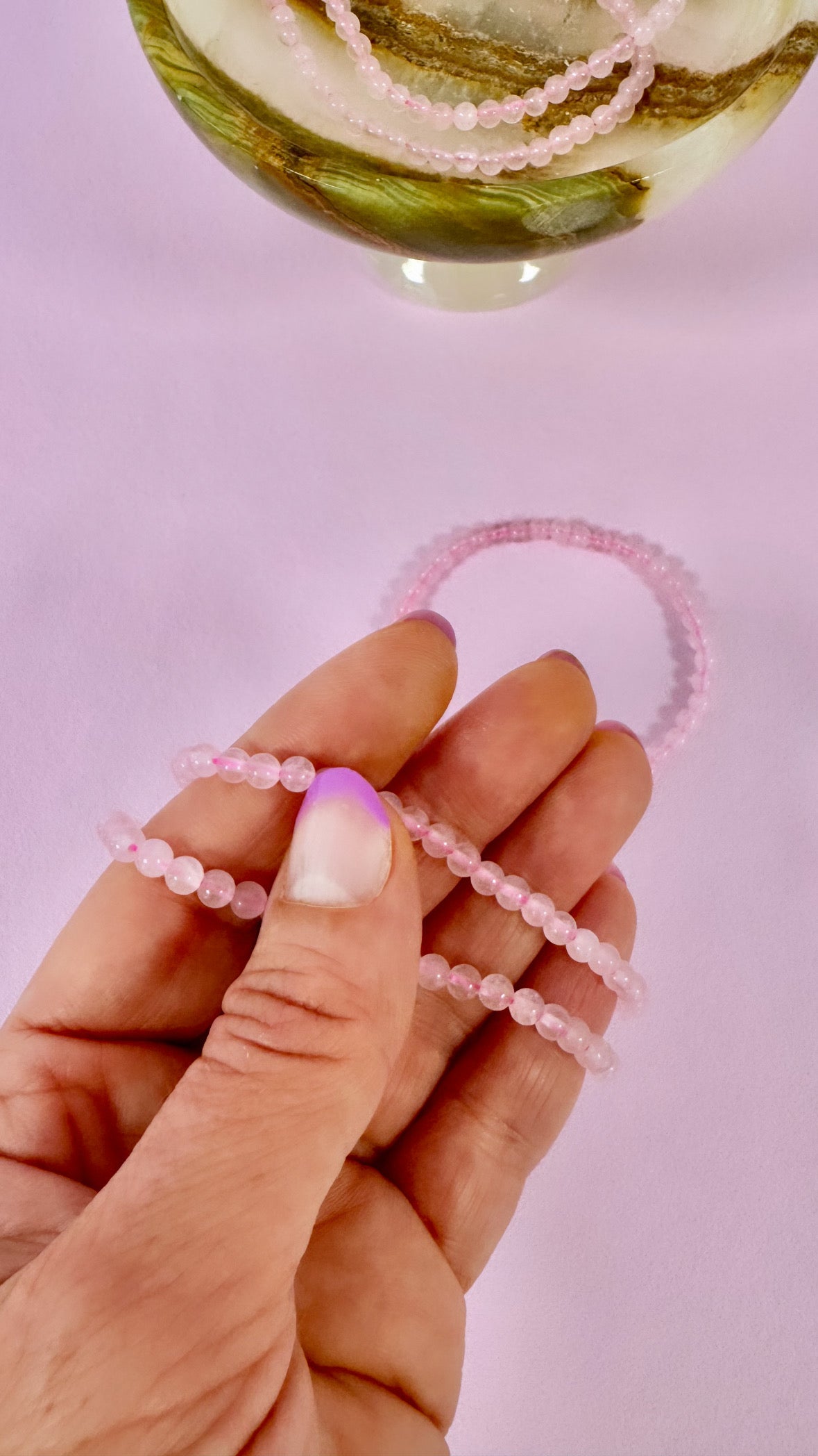 Månesøster Krystaller - Rosenkvarts Armbånd ☾ Ubetinget Kærlighed & Balance mellem Yin & Yang ♡ ☾ (4mm.) Vitus Berings Plads 4 - 8700 Horsens