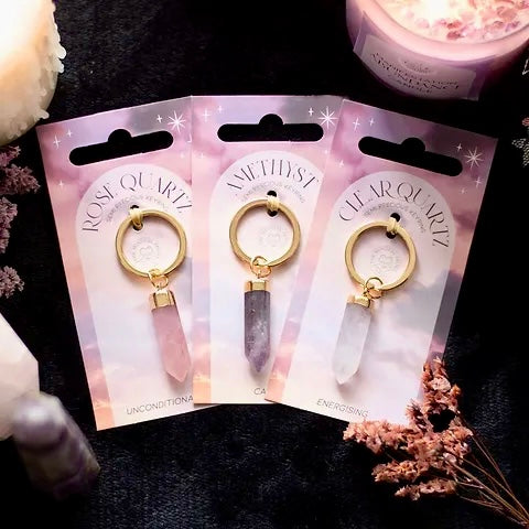 Rosenkvarts Nøglering ♡ Ubetinget Kærlighed & Balance Mellem Yin & Yang ♡