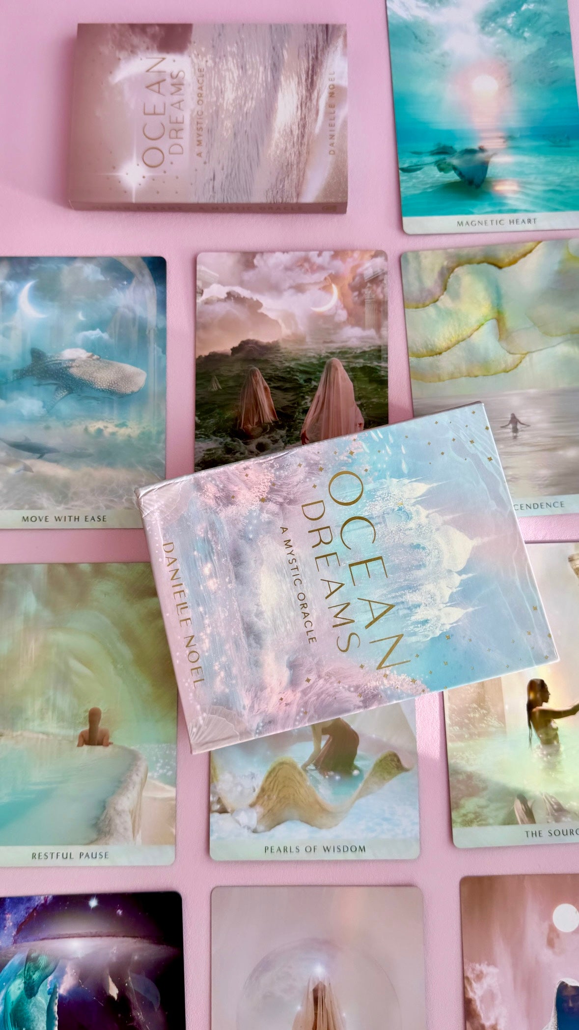 Månesøster Krystaller Ocean Dreams Orakel Kort - Luksuriøse kort med en turkis, glitrende ryg - Danielle Noel - https://maanesoester.dk www.månesøster.dk