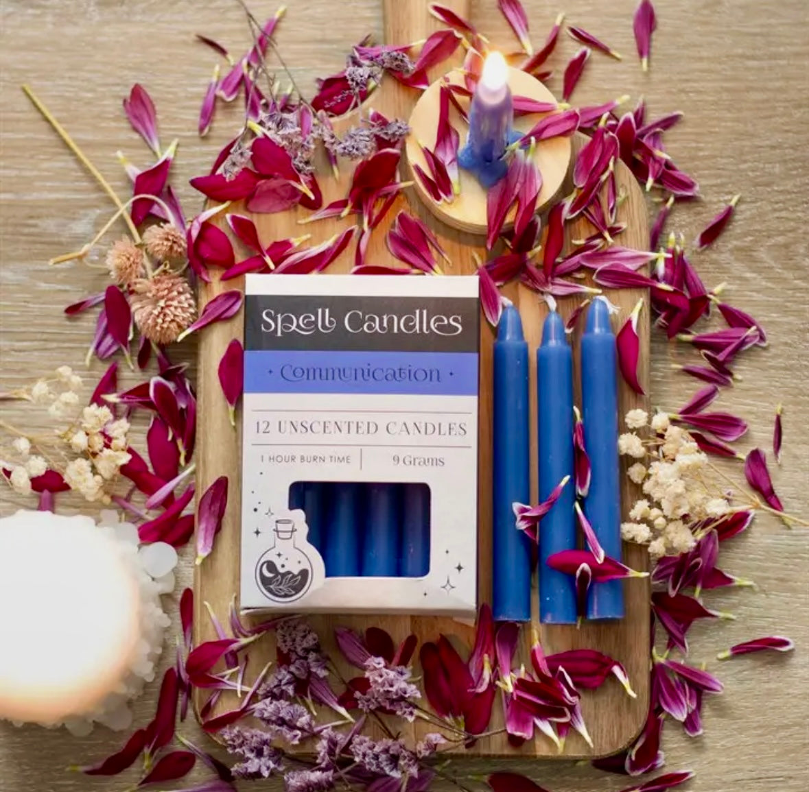 Månesøster Krystaller - Blå ☾ Communication SPELL CANDLES ☾ For Kommunikation