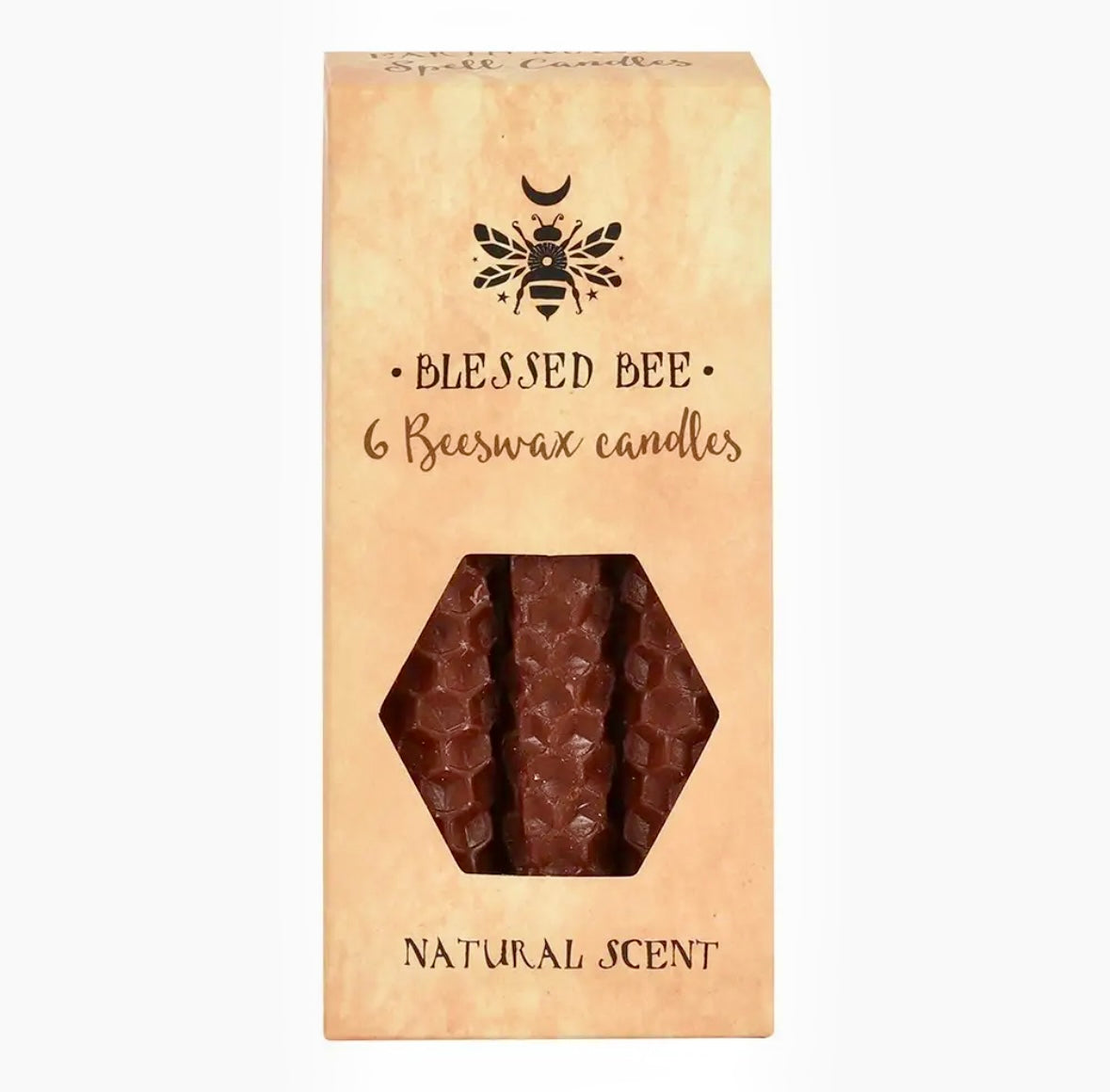 Månesøster Krystaller - Sæt med 6 brune ☾ Bivoks magic SPELL CANDLES ☾ MAANESOESTER.DK / MÅNESØSTER.DK