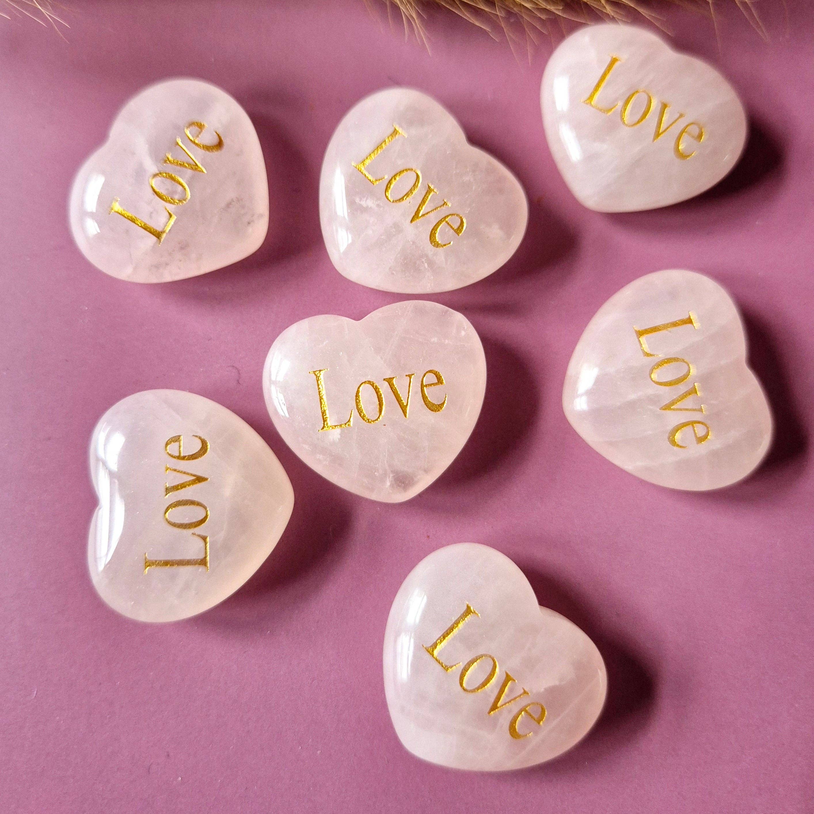 Rosenkvarts Hjerte – Love (kærlighed) (3 cm.)