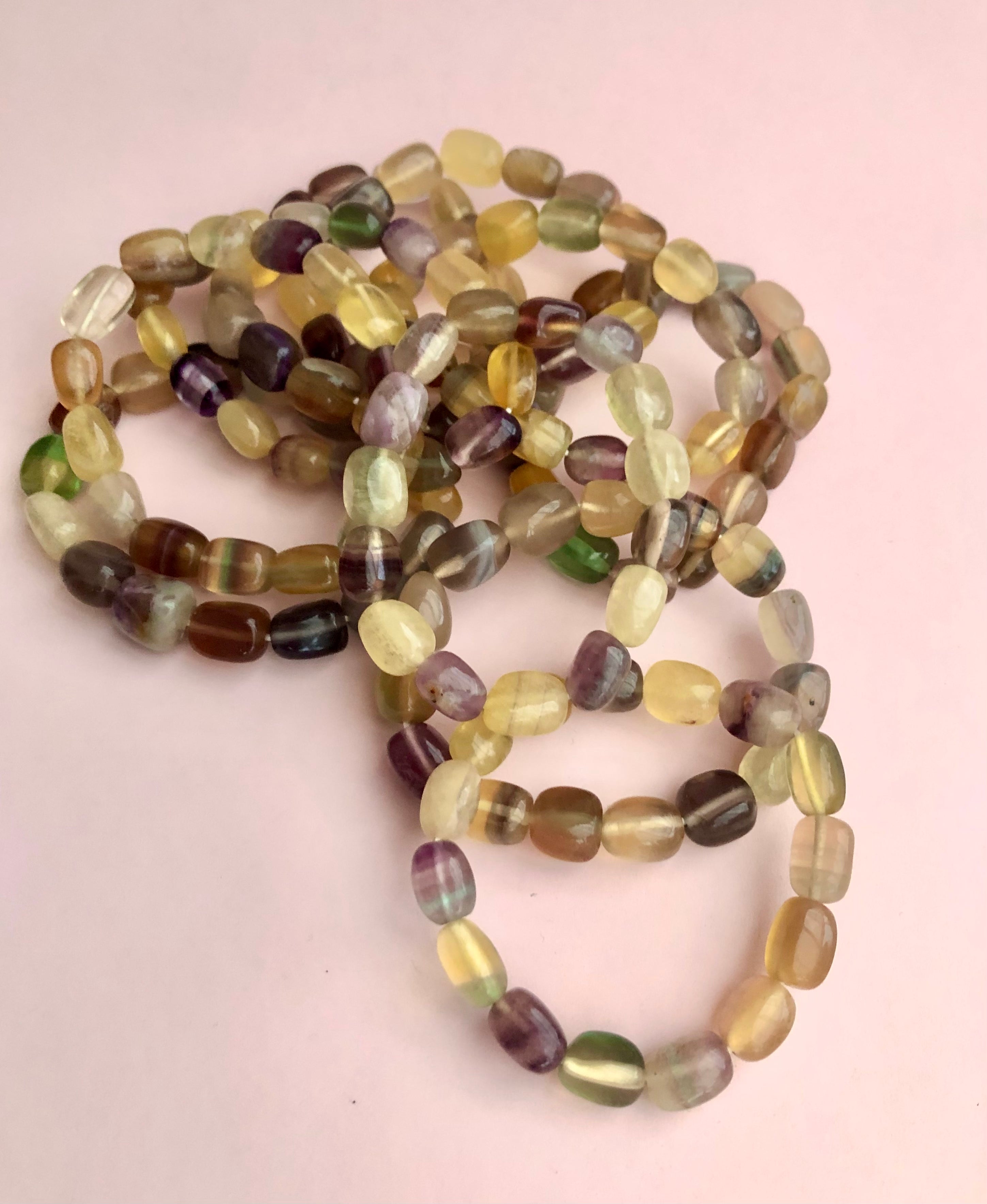 Månesøster Krystaller Chunky Regnbue Fluorit Armbånd ☾ Koncentration, Grounding & Balance ☾