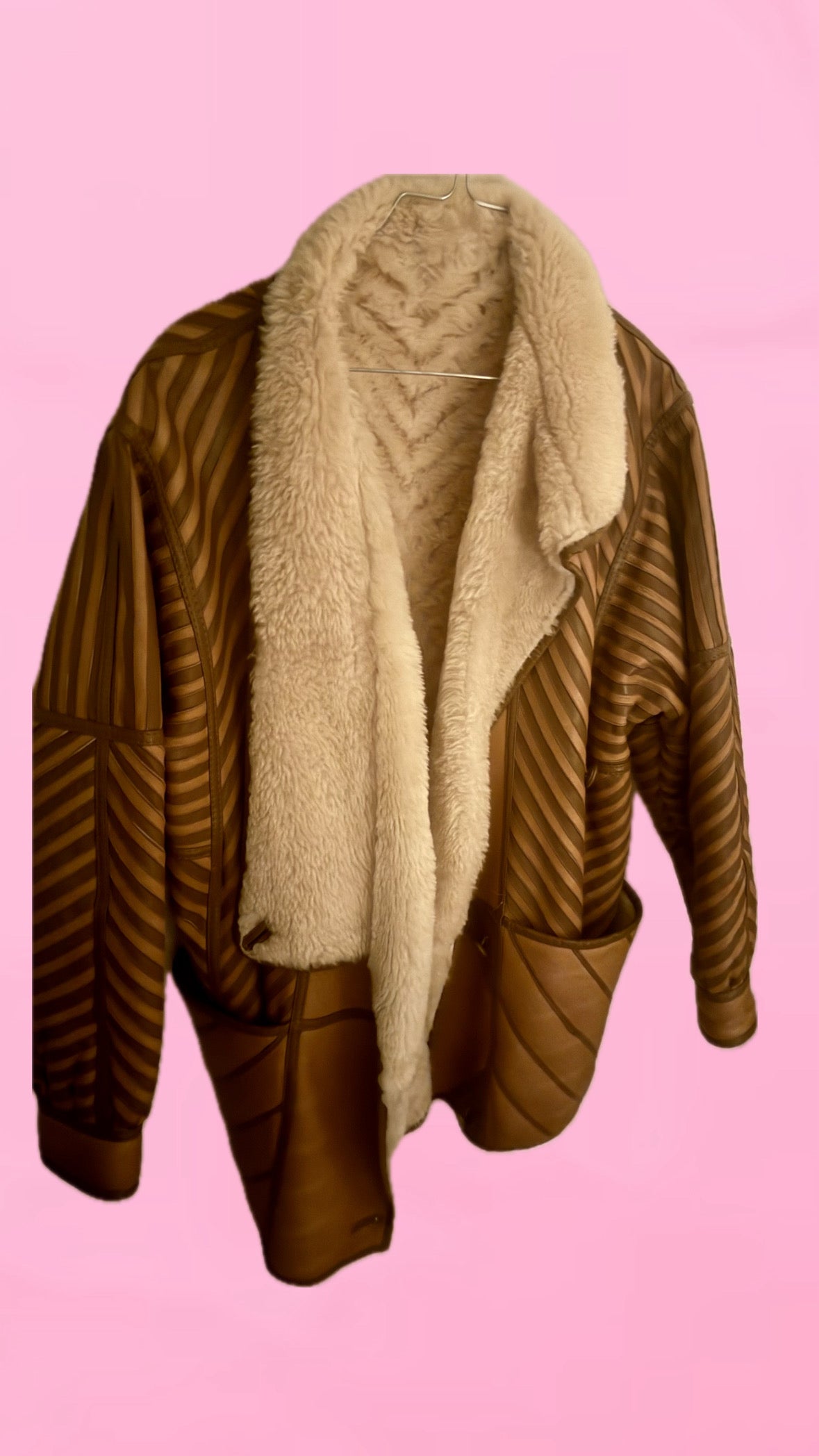 Pre-loved Rulams og lammeskinds jakke str. 40