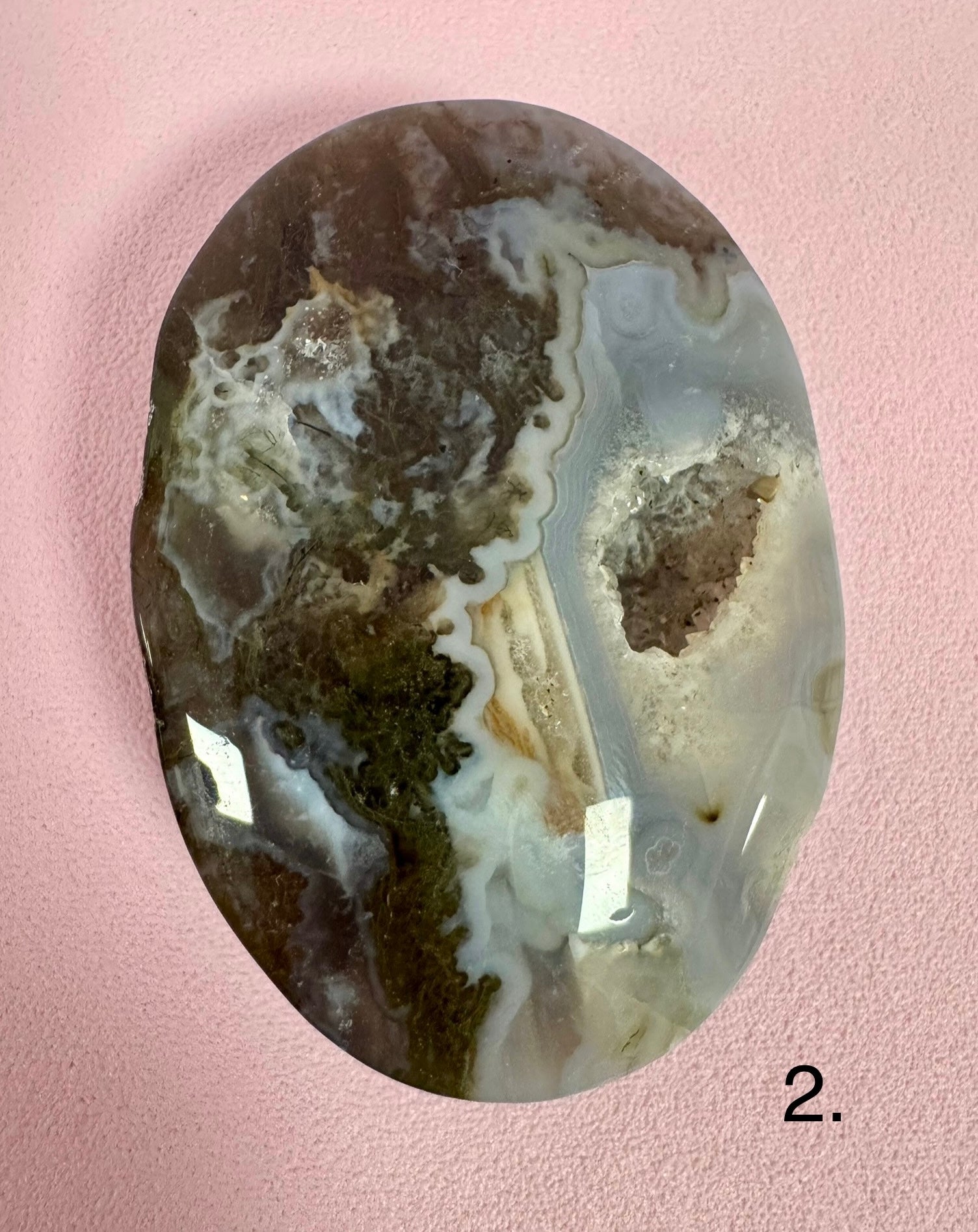 Mosagat palmstone ☾ Kærlighed, overskud & samhørighed 7x4,7 cm