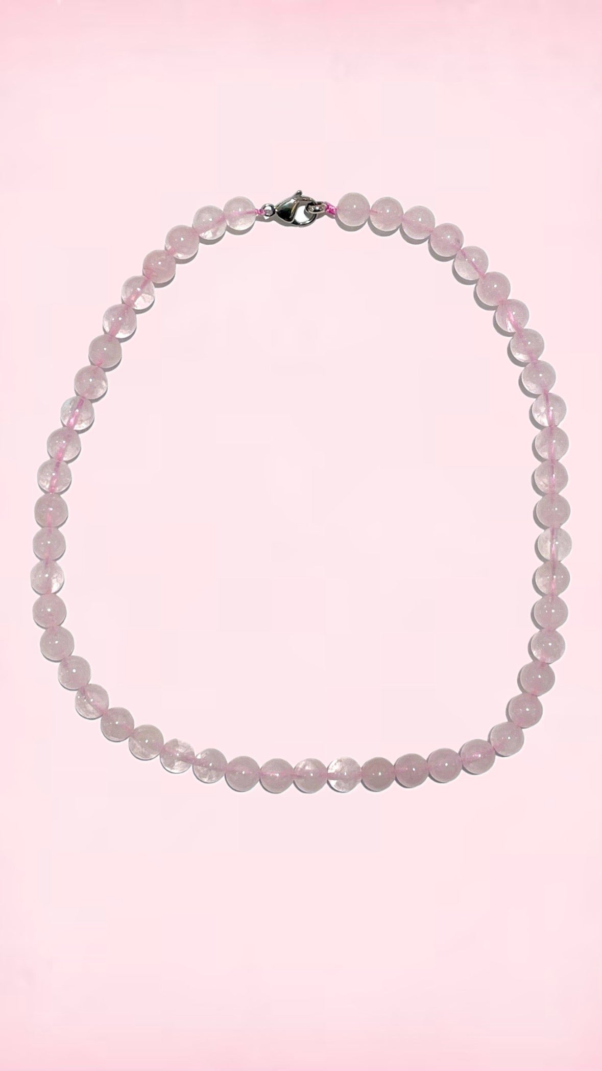 Rosenkvarts Perlehalskæde – 4 mm.