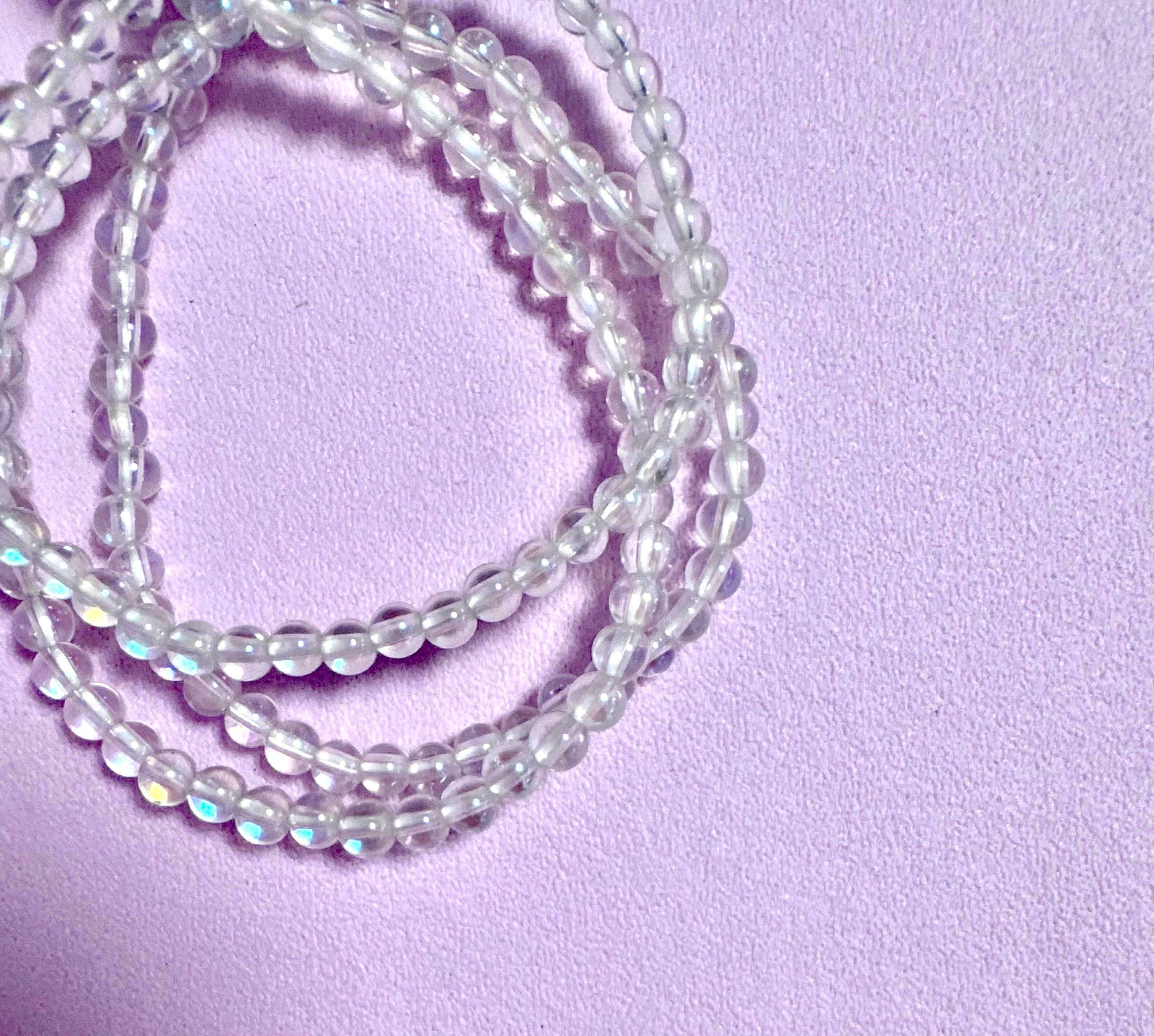 Aqua Aura bjergkrystals armbånd - 4mm, 18 cm