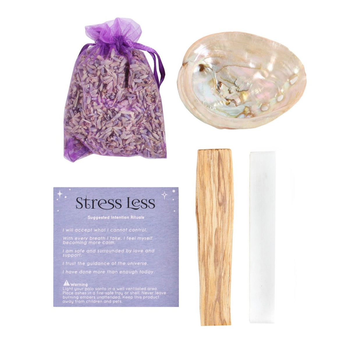 Månesøster Krystaller - Herbal Magick Stress Less Spell Kit ♡ Magisk mindre stress formular sæt i en æske ♡