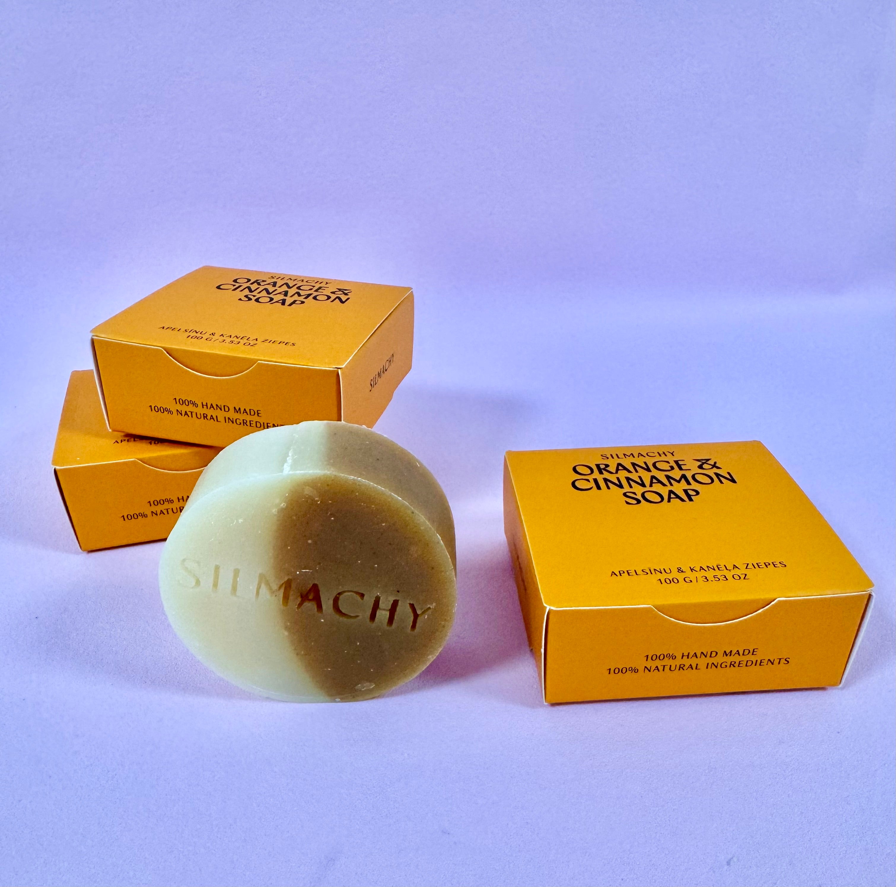 SILMACHY opvarmende & harmoniserende appelsin & kanel - 100 g - Blødt skummende hånd- og kropssæbe.