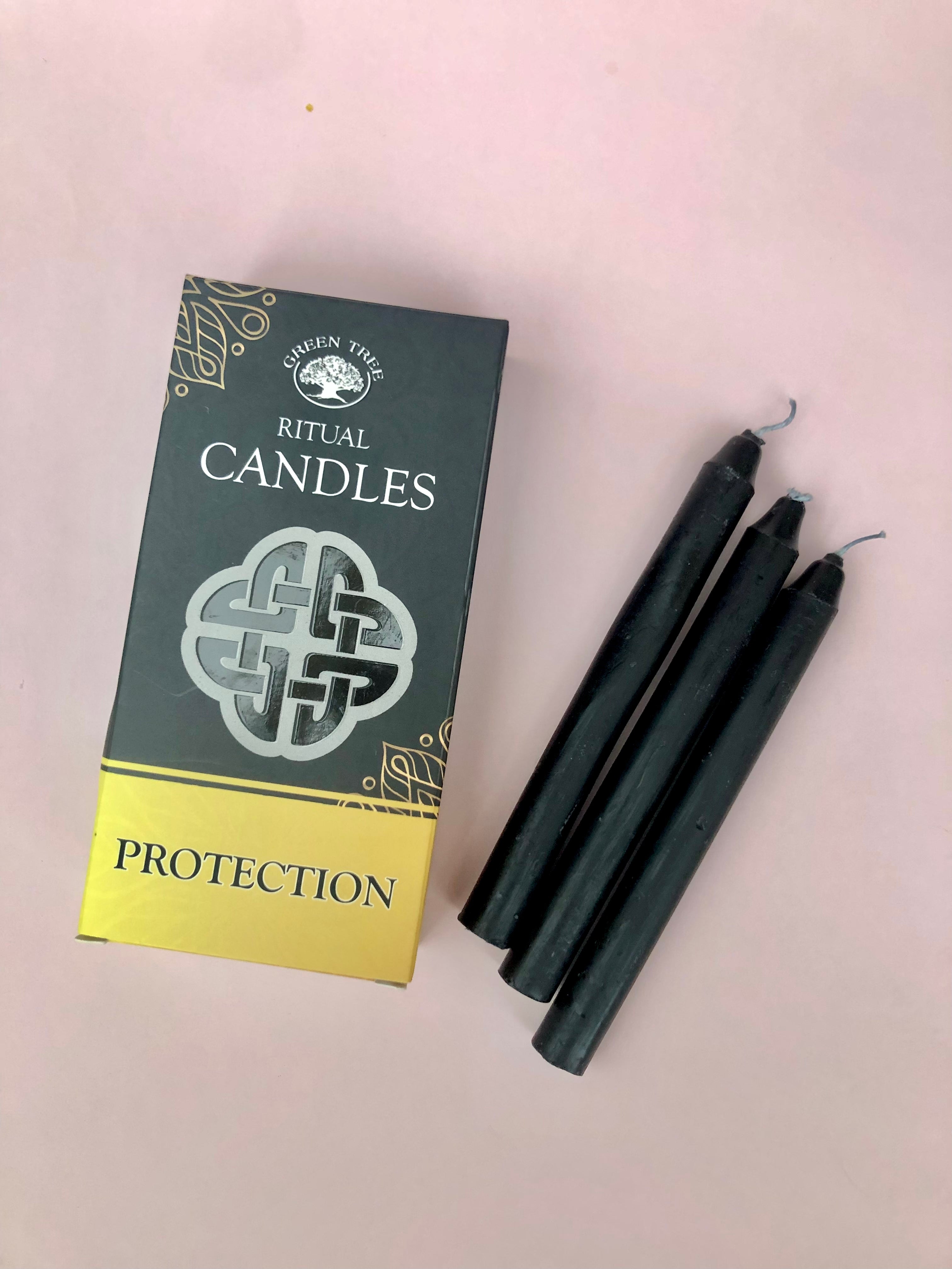 Månesøster Krystaller Ritual Protection CANDLES Stearinlys Stearin Lys Ceremoni