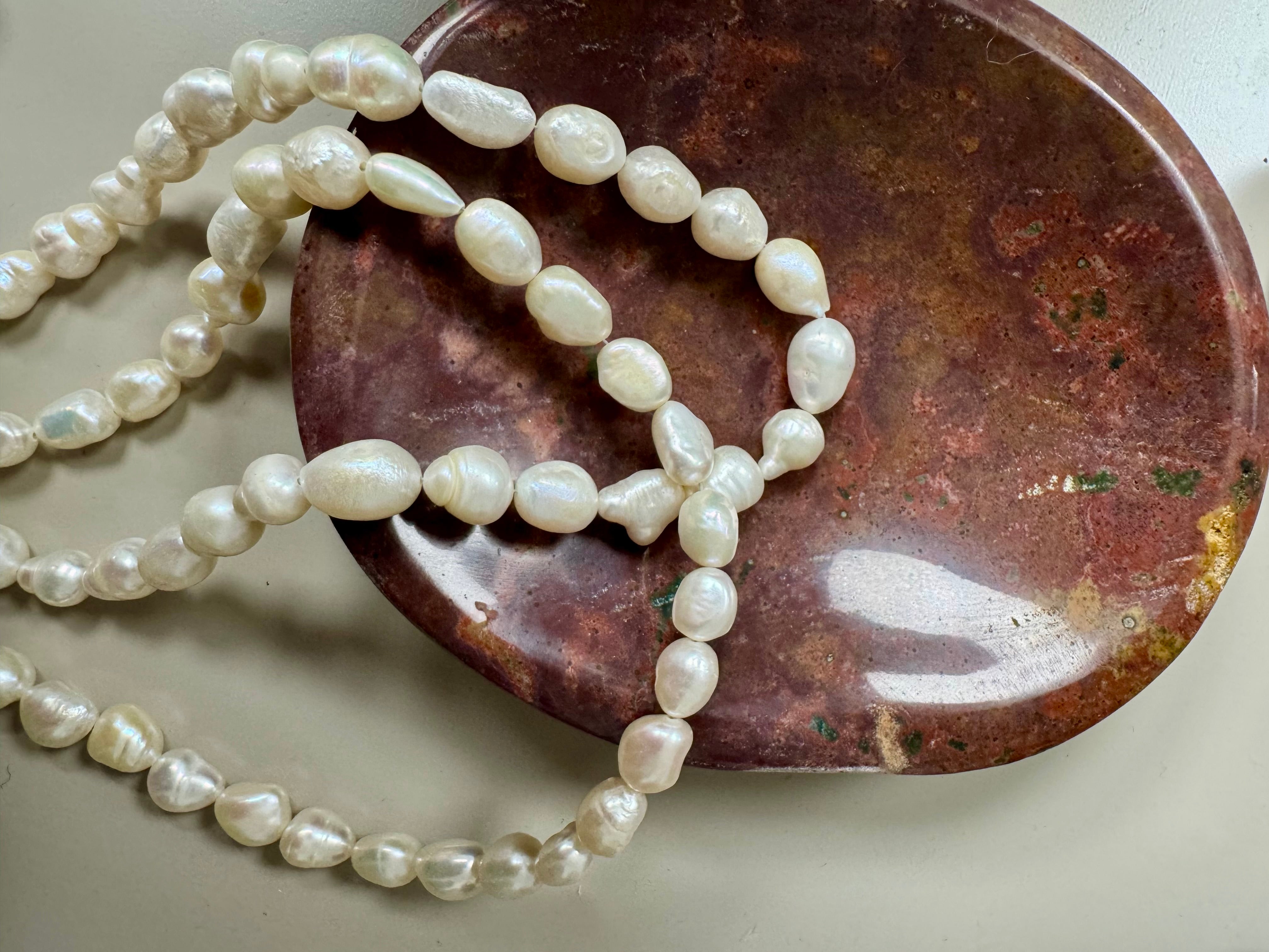 Klassisk Barok Perle Halskæde ♡ Håndlavet i Danmark - 46 cm. lang