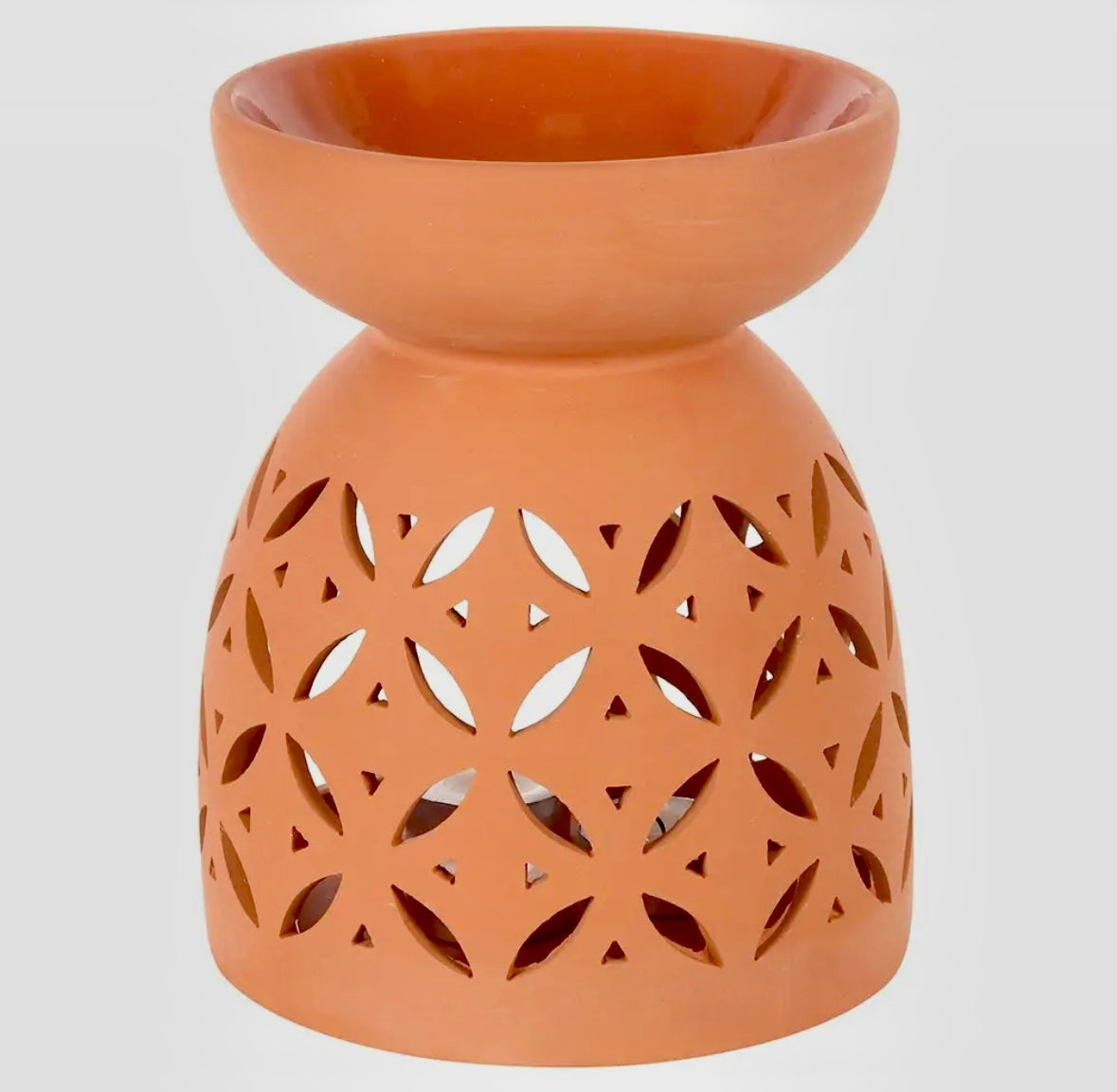 Stor terracotta olie & voks brænder - 20 cm