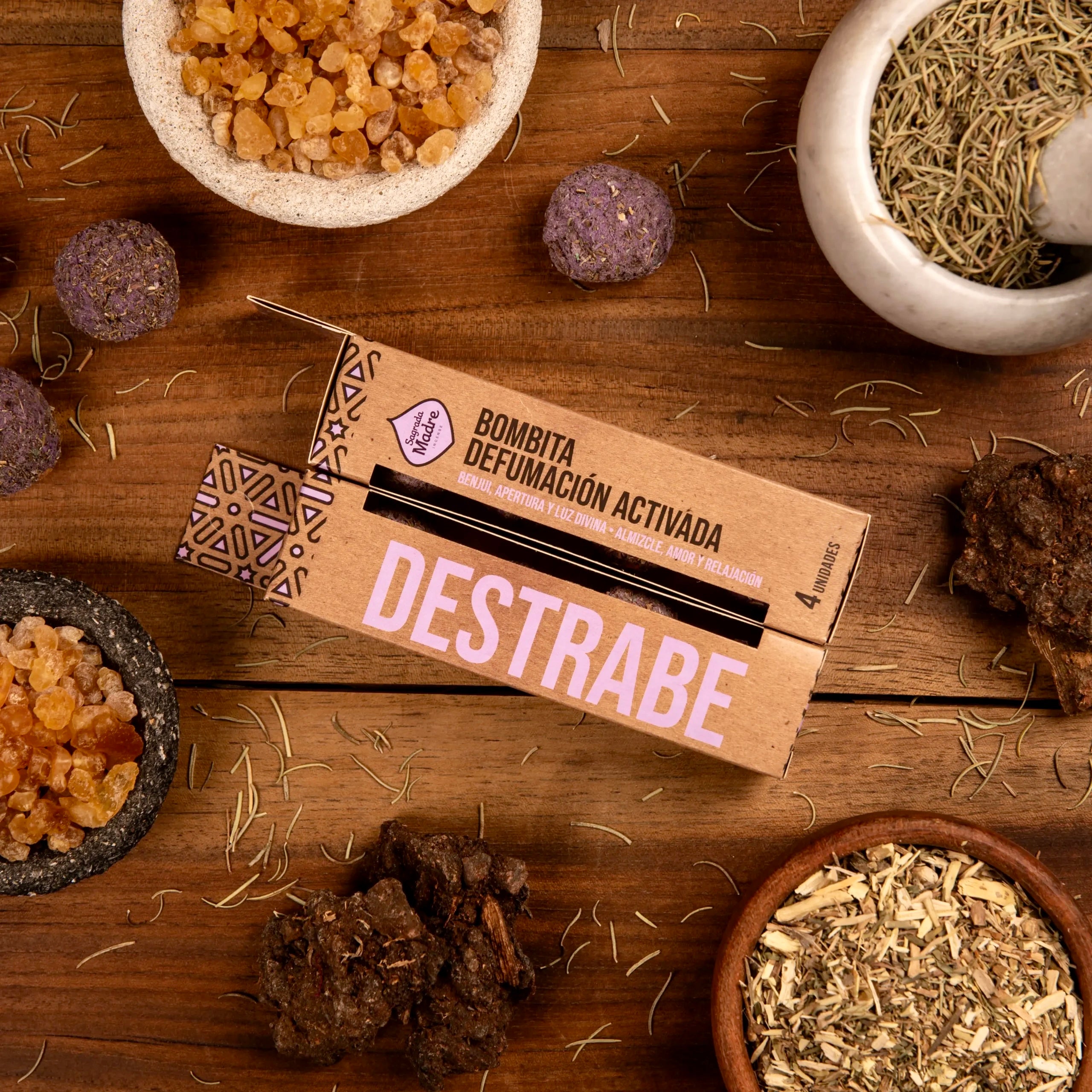 Destrabe Røgelse Bombita i Kasse med 4 stk. Røgelse - Sagrada Madre