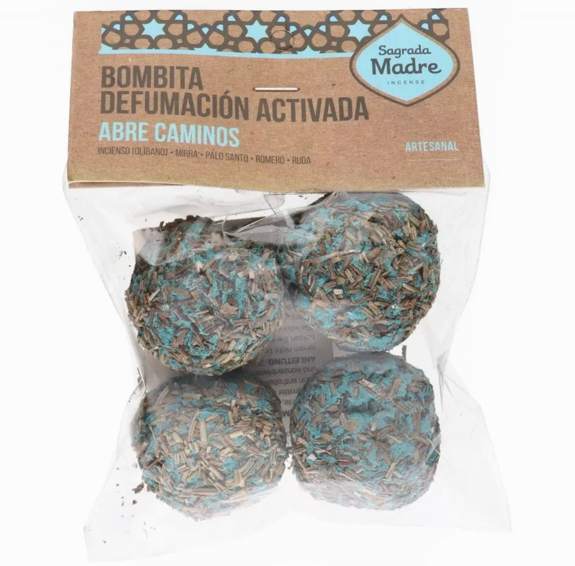 Bombita Abre Caminos - open roads - Røgelsesbolde - pose med 4 bolde - Sagrada madre