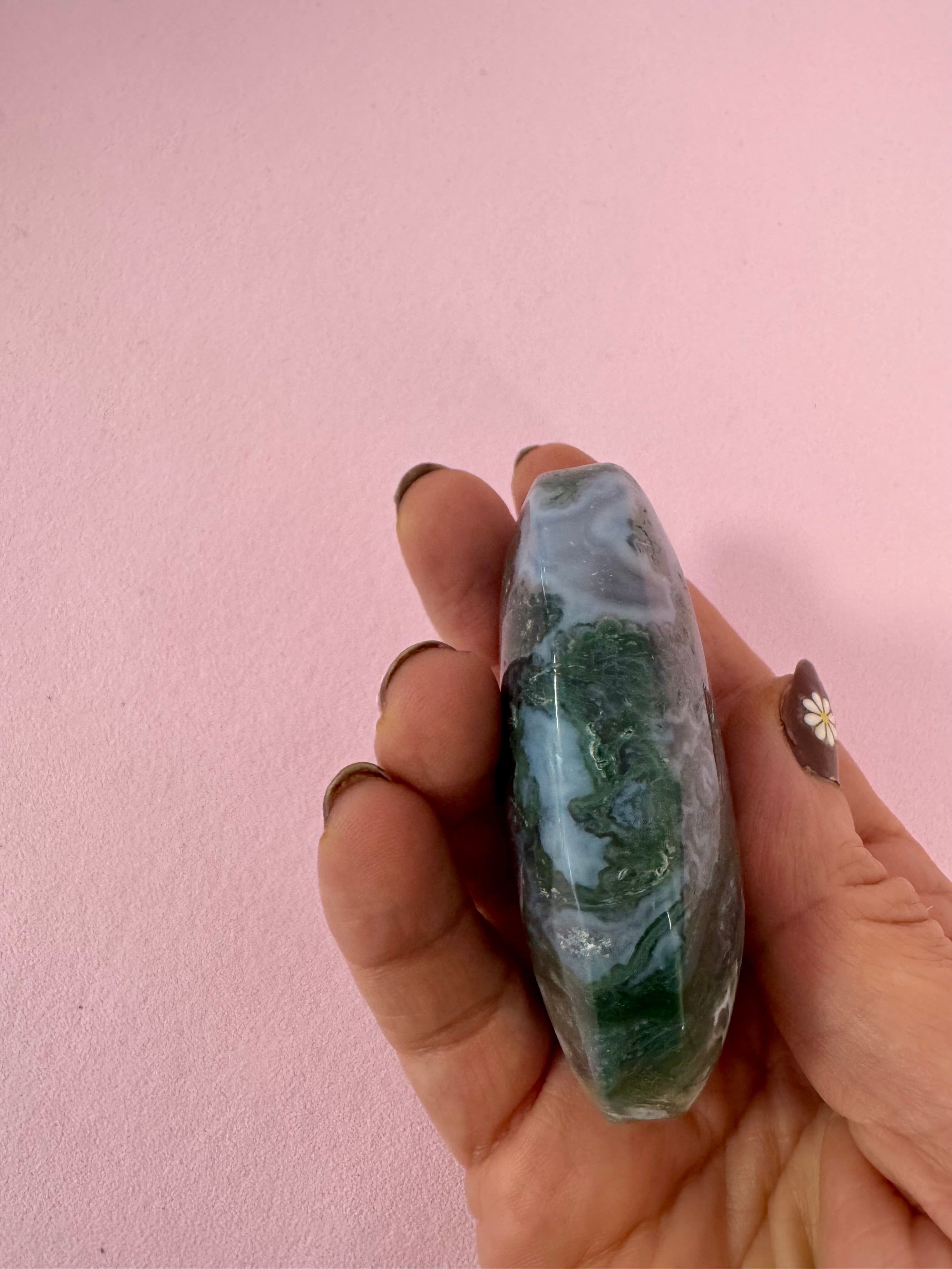 Mosagat palmstone ☾ Kærlighed, overskud & samhørighed 7x4,7 cm