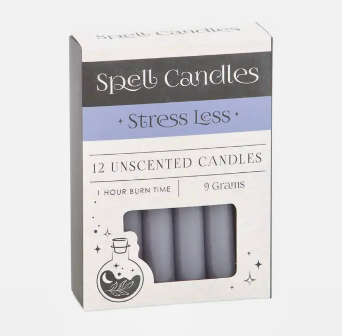 Månesøster Krystaller - Stearinlys - Lavendelfarvet ☾ Stress less SPELL CANDLES ☾ For mindre stress