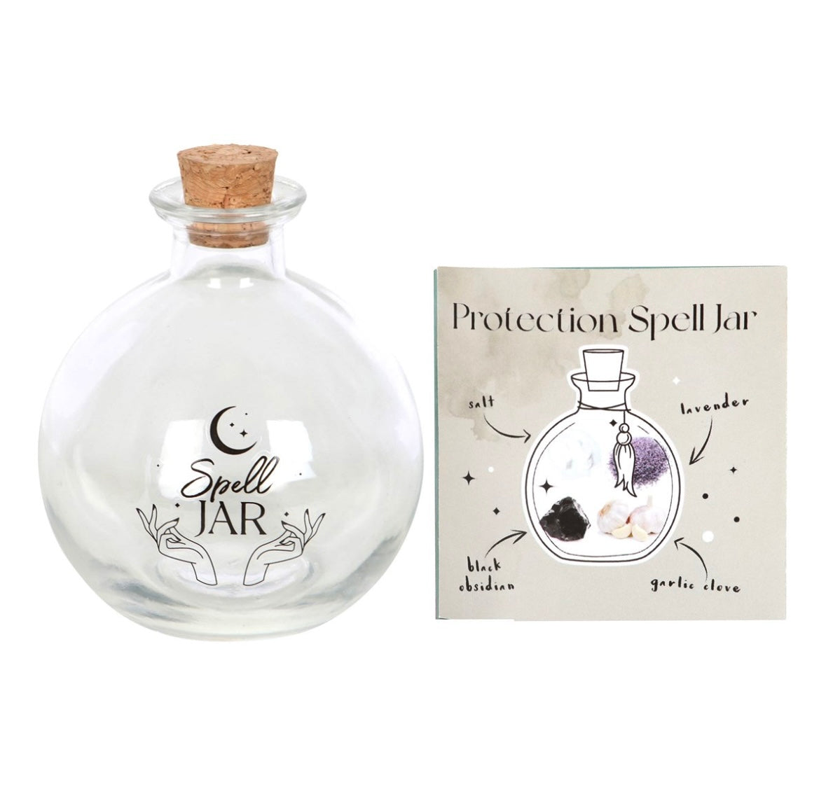 Spell Jar - 10 cm. Glas Krukke, Med Tilhørende Opskriftshæfte Til Fortryllelse
