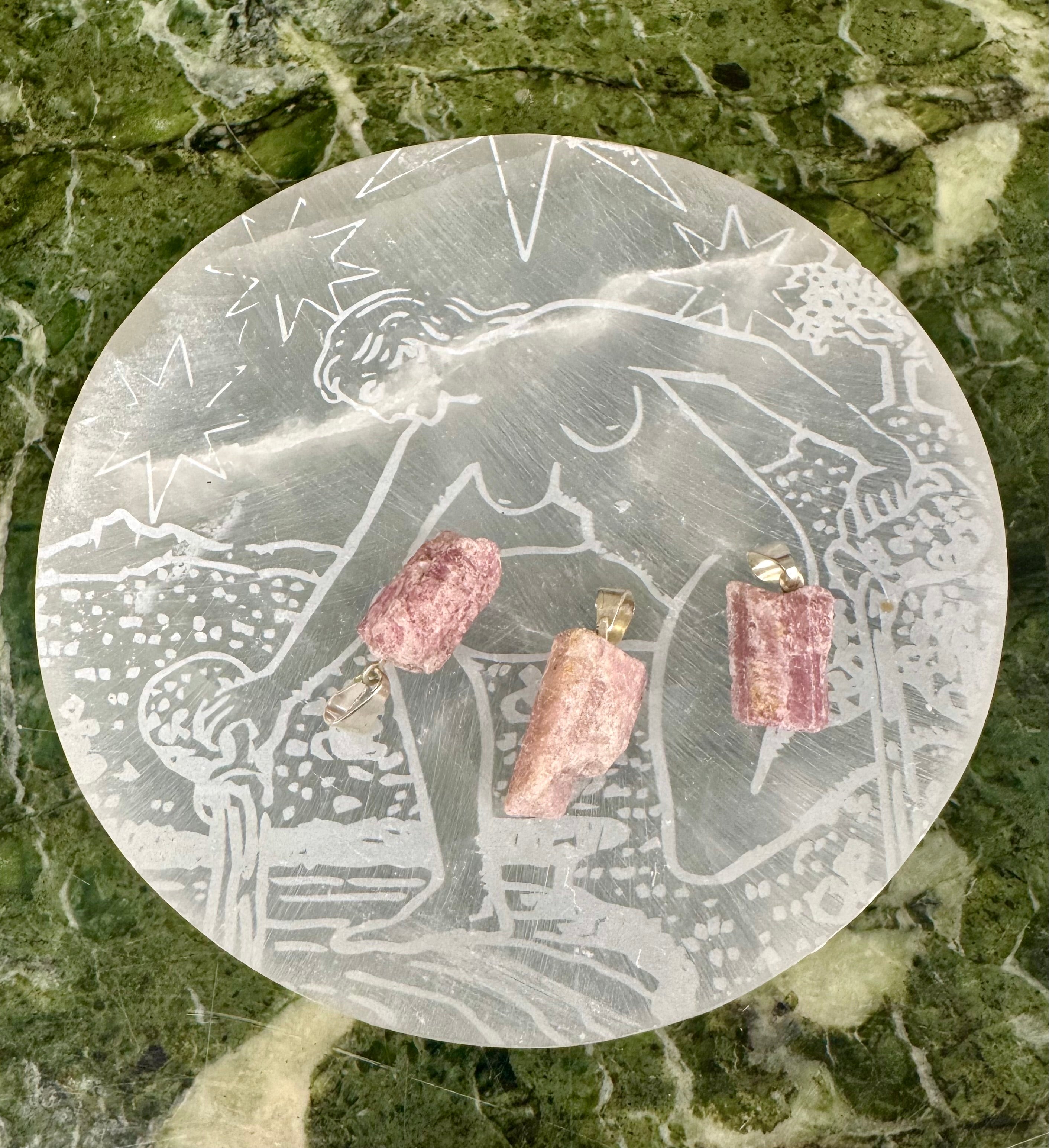 Pink Rå Turmalin Vedhæng