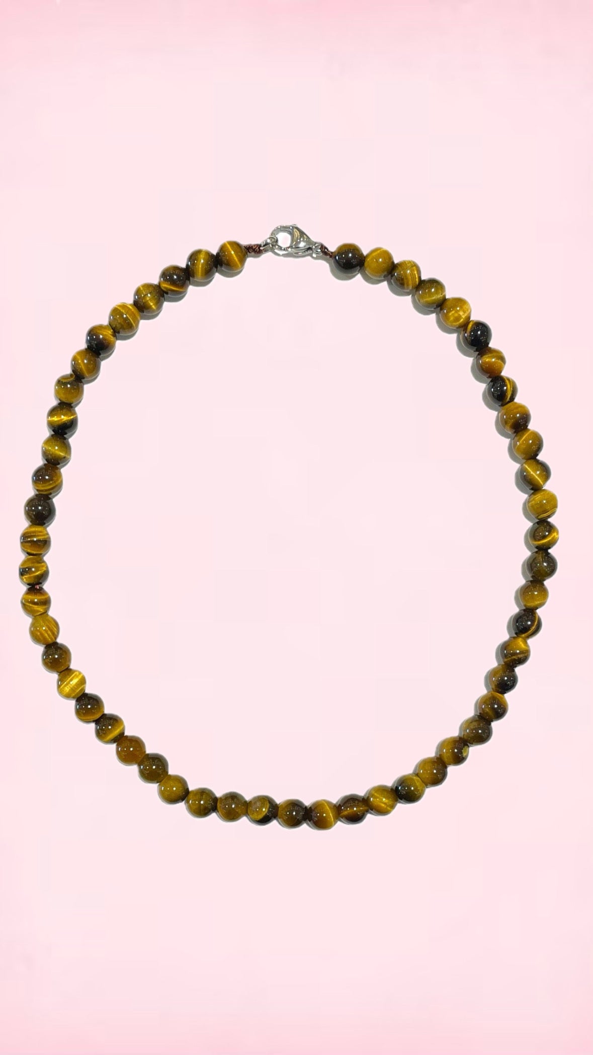 Tigerøje perlehalskæde – 4 mm