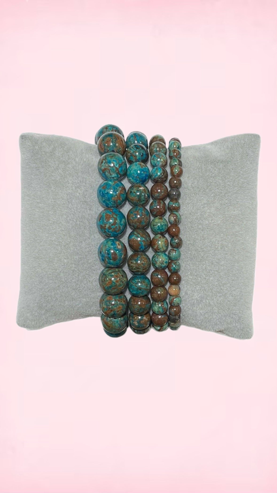 Chrysocolla Armbånd 𓂀 Selvbevidsthed & indre balance, Healer hjertesorg & øger evnen til at elske 𓂀 (4 mm.)