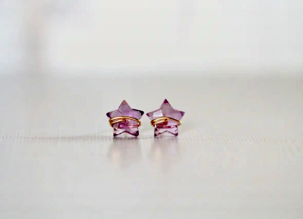 Stardust Øreringe - Ametyst & 14K guldfyld - Saressa Designs